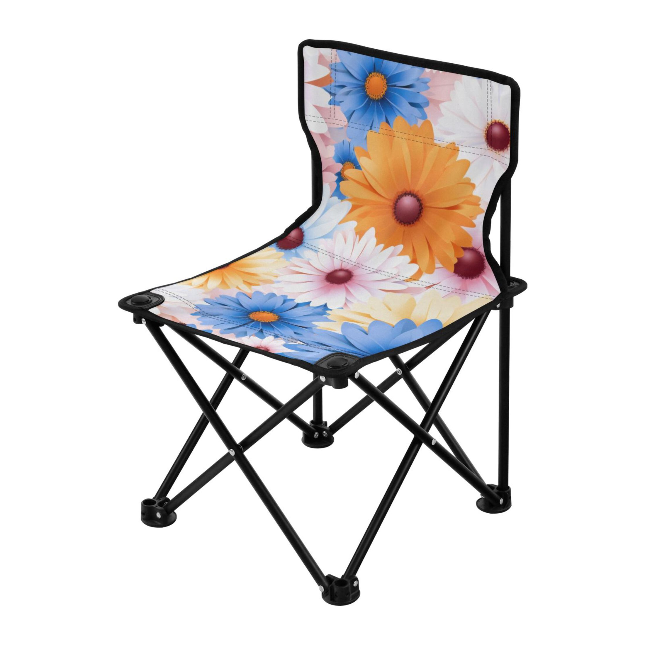 Flowers Portable Camping Chair Outdoor Folding Beach Chair Fishing Chair Lawn Chair with Carry Bag Support to 220LBS
