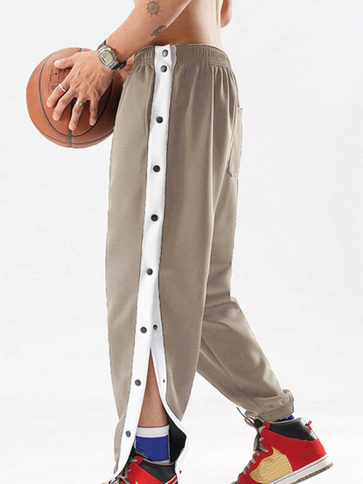 Men Tear Away Pants Casual Quick Dry Loose Fit Basketball Pants