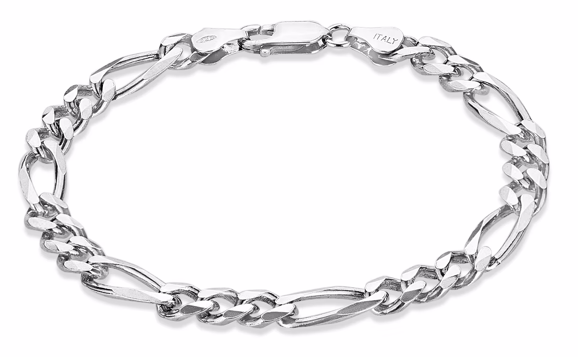 7mm Oxidized Plated Silver Flat Mariner Chain Link Bracelet, 8 inches