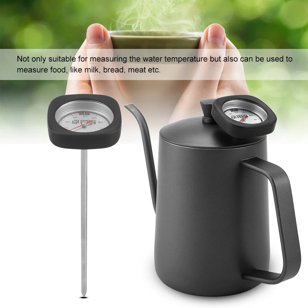 Coffee Kettle 600ml Stainless Steel Coffee Kettle Gooseneck Spout Teapot with Thermometer(Black)