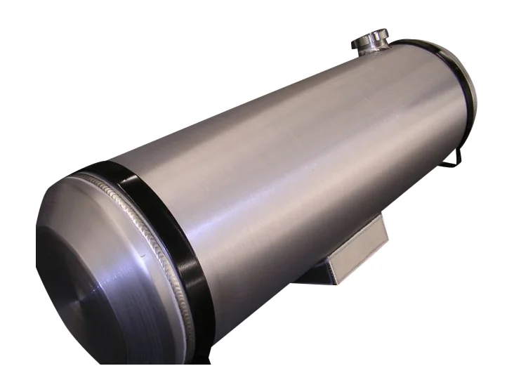 8x33 End Fill Round Spun Aluminum Gas Tank With Sump - 7 Gallon - 1/4 NPT Outlets