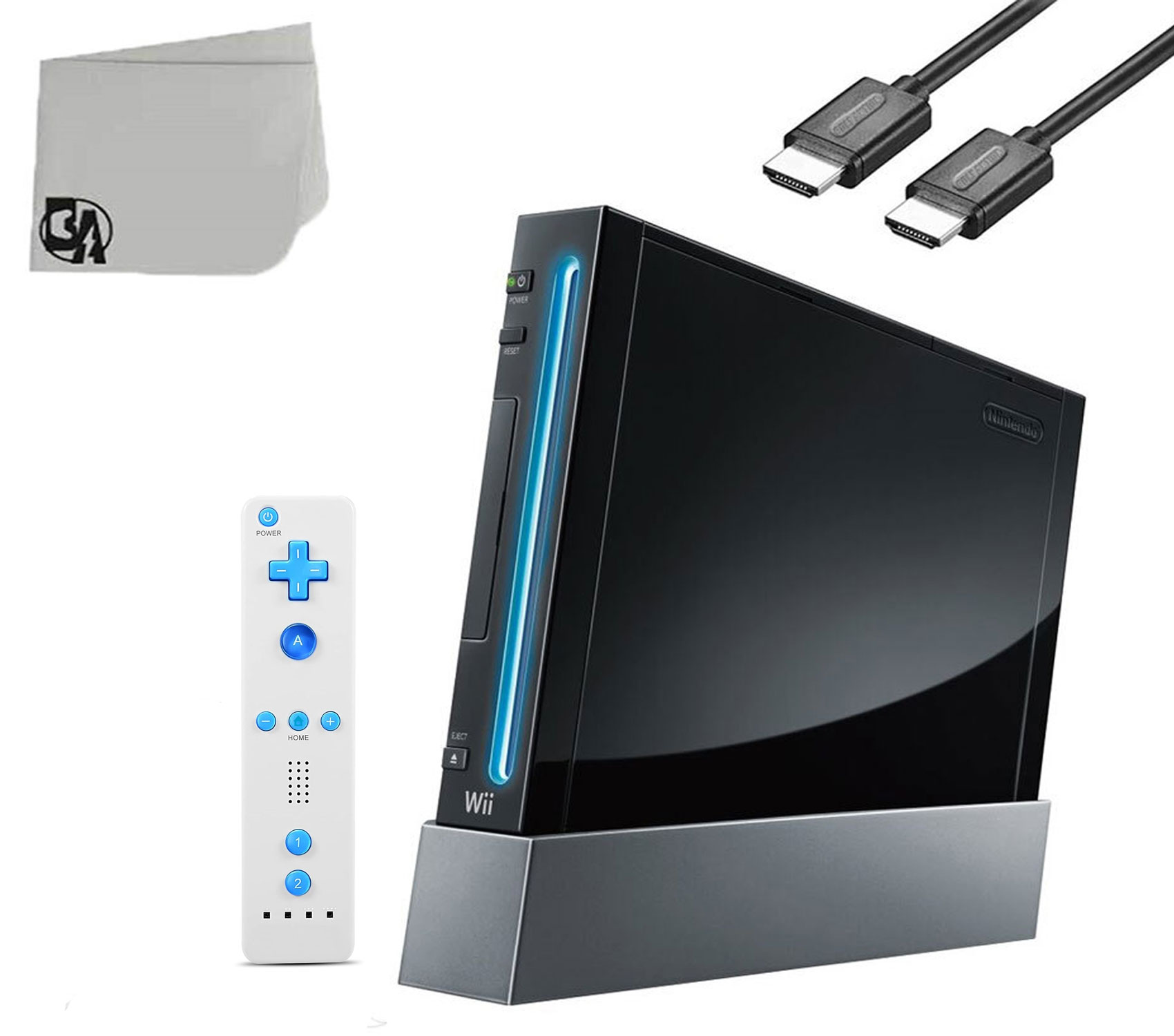 Immerse Yourself in Gaming Wii Console Black With Wii Remote Controller, Wireless Gamepad, Silicone Case Mix Color 2 HDMI Cable BOLT AXTION Bundle Like New