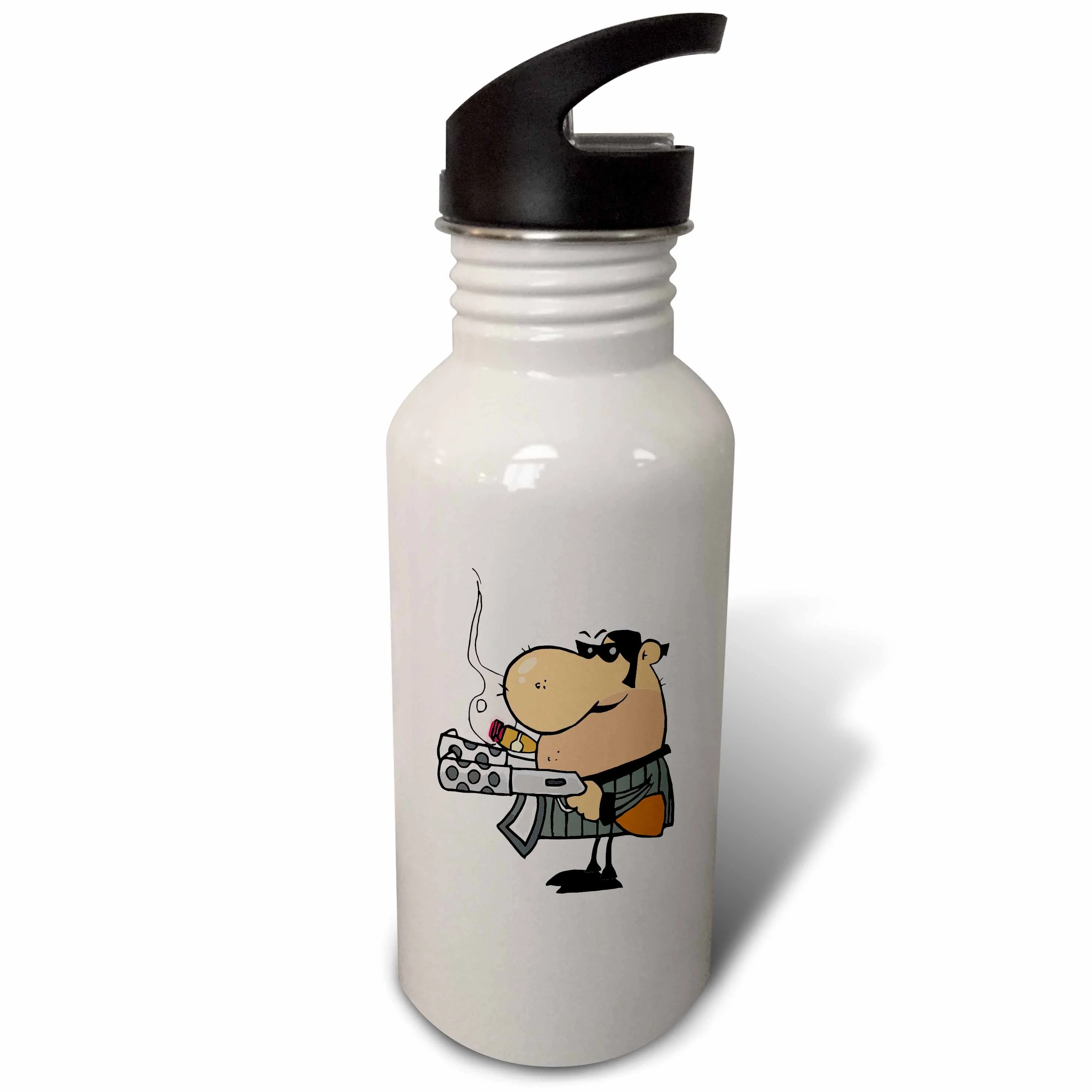 3dRose Cartoon Character Gangster Thug, Sports Water Bottle, 21oz