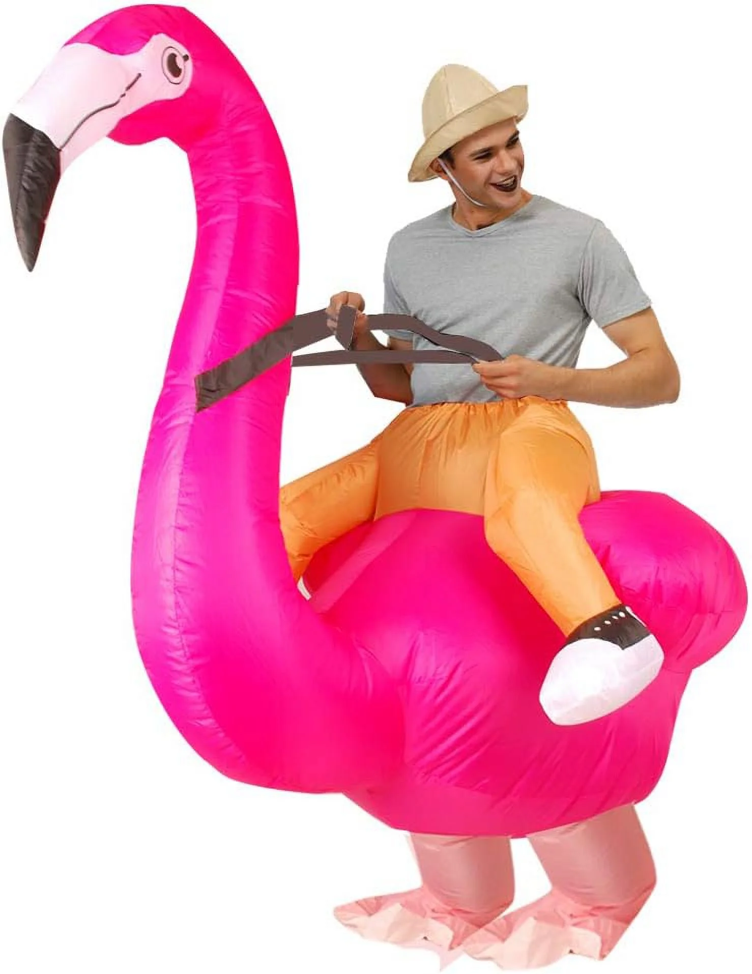 DomKom Inflatable Flamingo Costume,Inflatable Costume for Adult Funny,Halloween Blow Up Costume,Christmas Costume