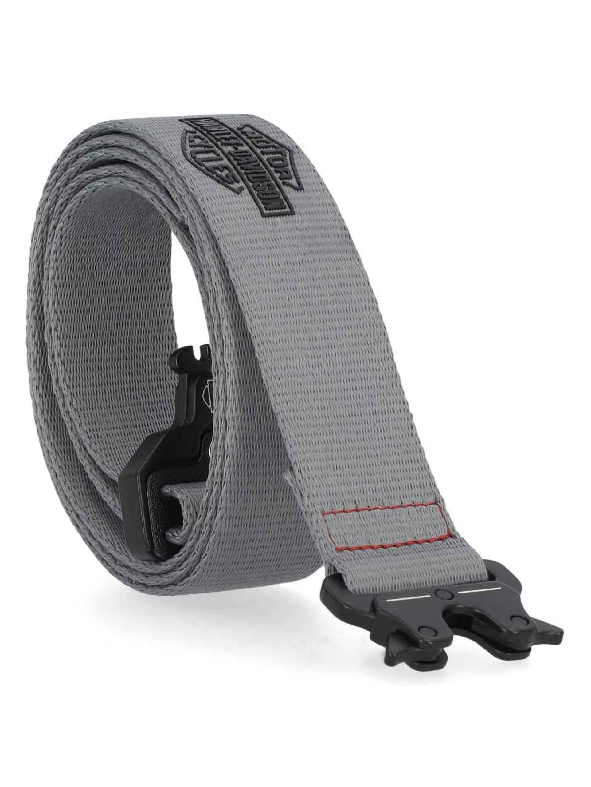Harley-Davidson Men's Tactical Rubber Logo Patch Nylon Web Belt (M/L) Gray, Harley Davidson