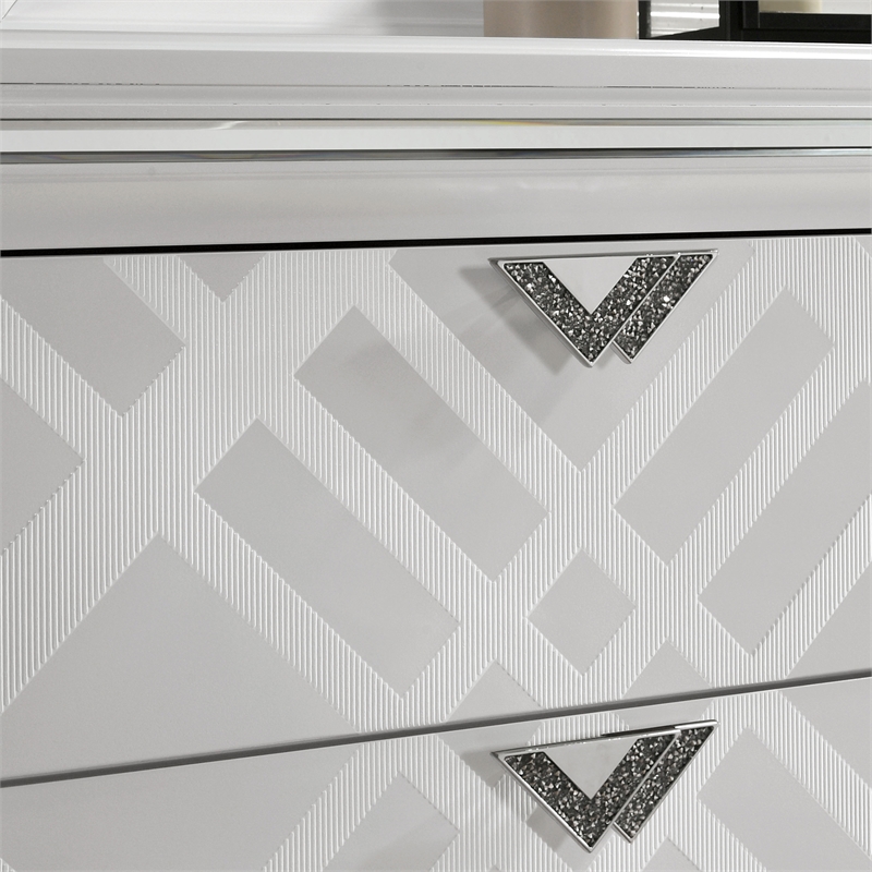 FOA Anaiya 6-Piece Contemporary Wood King Bedroom Set in White