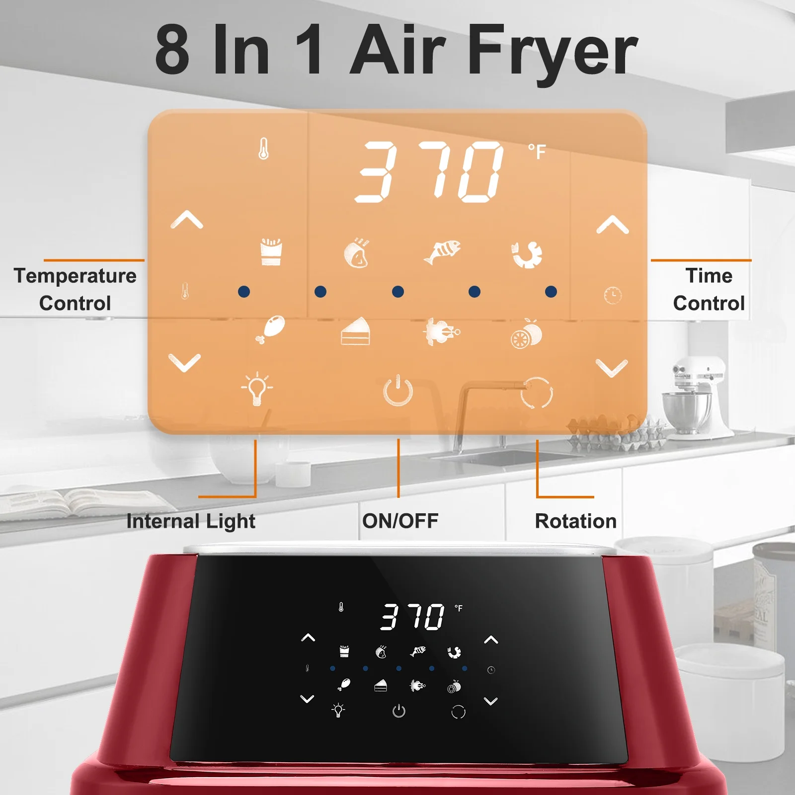 ZOKOP 16.91Quart Air Fryer Oven with Digital Touch Screen, ETL Certified(Red)