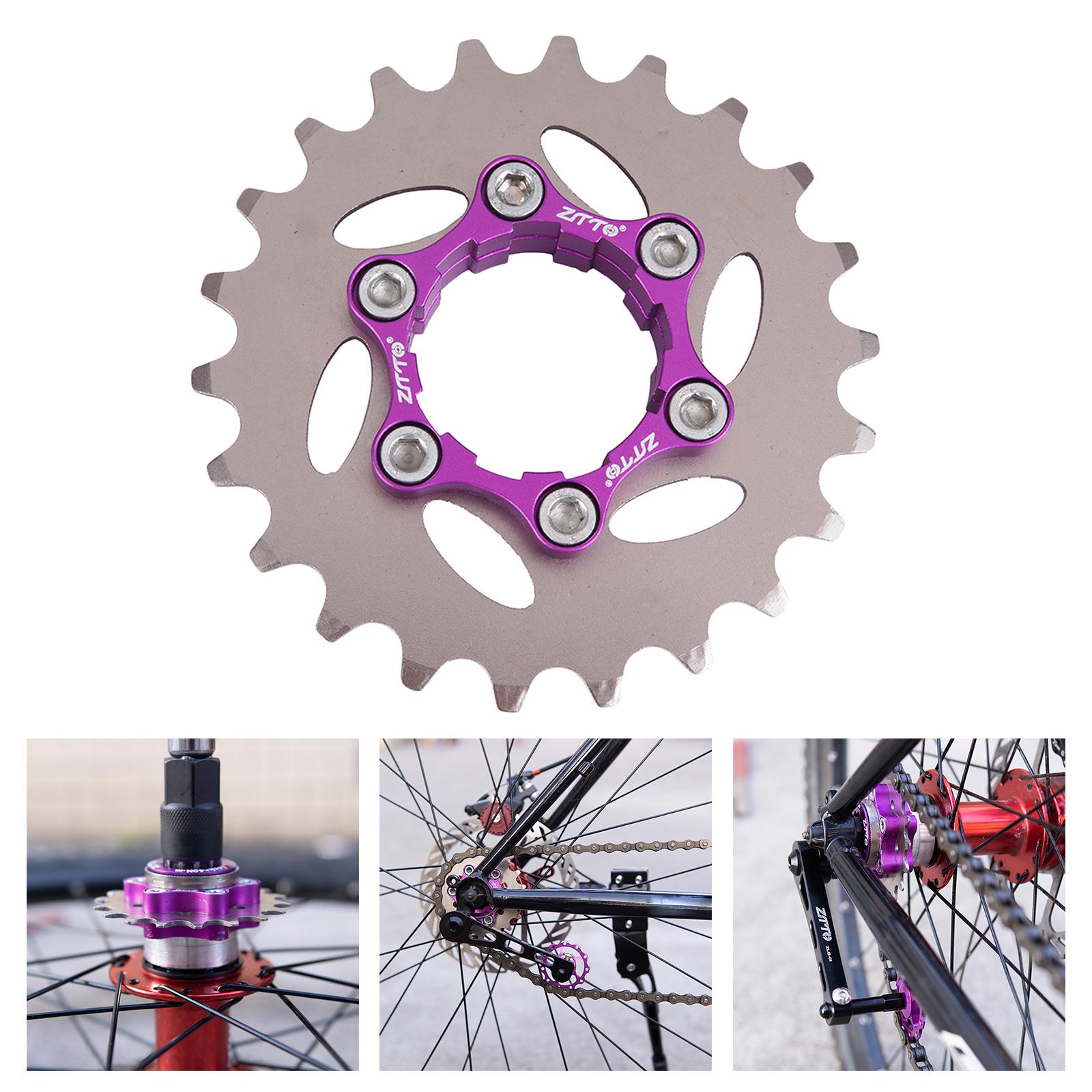Bicycle Single Cassette Cog with Lockring, Spacers set MTB Fixed Gear Adapter 17-32T Hub Refit Parts - 22T