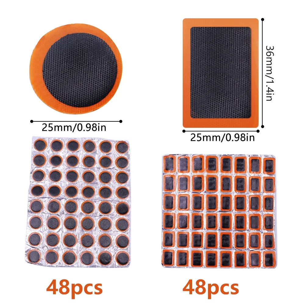 DFITO 48Pcs Bike Bicycle Tube Tire Tyre Cold Patch Repair Kit Puncture Repair Tools