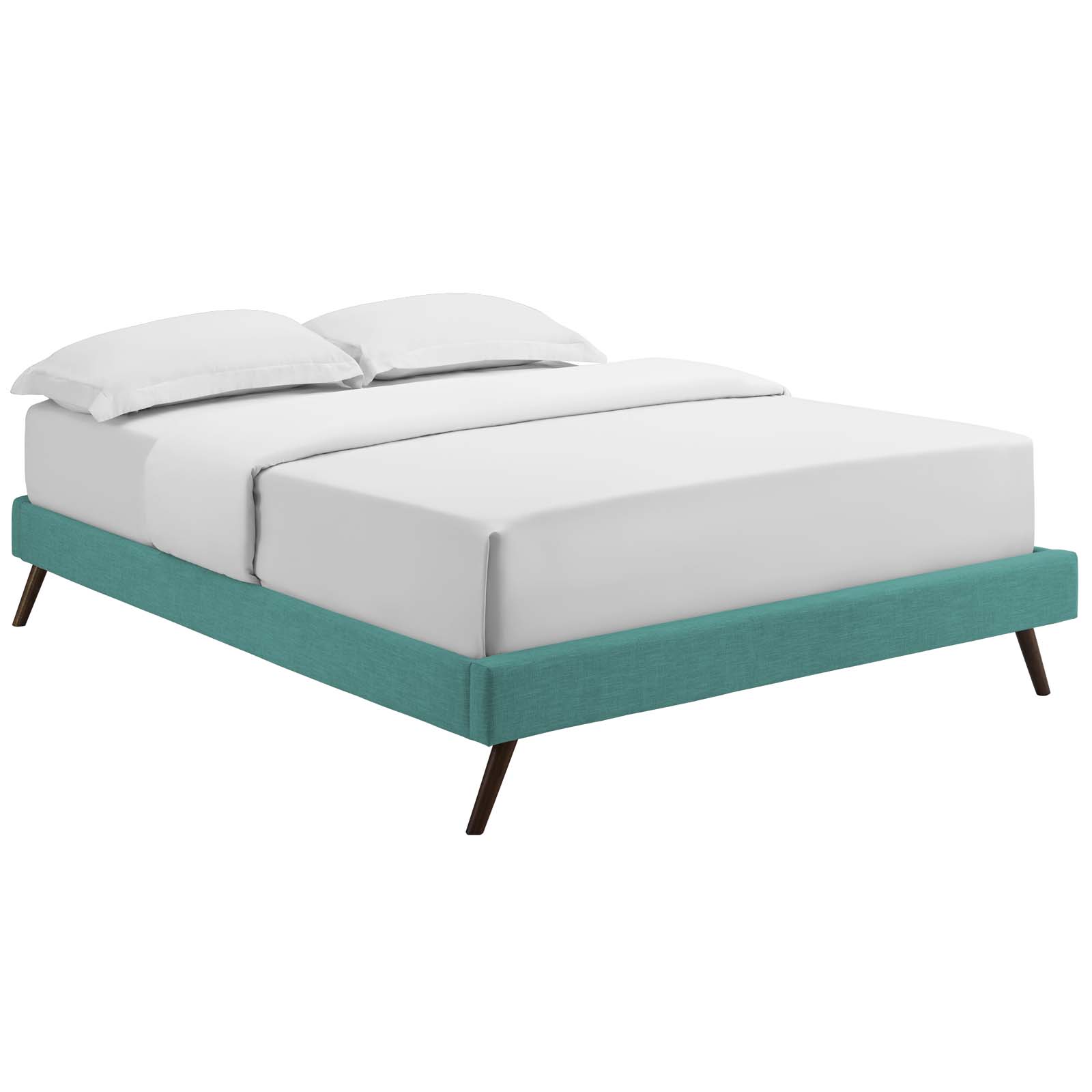 Modway Loryn Full Fabric Bed Frame with Round Splayed Legs in Teal