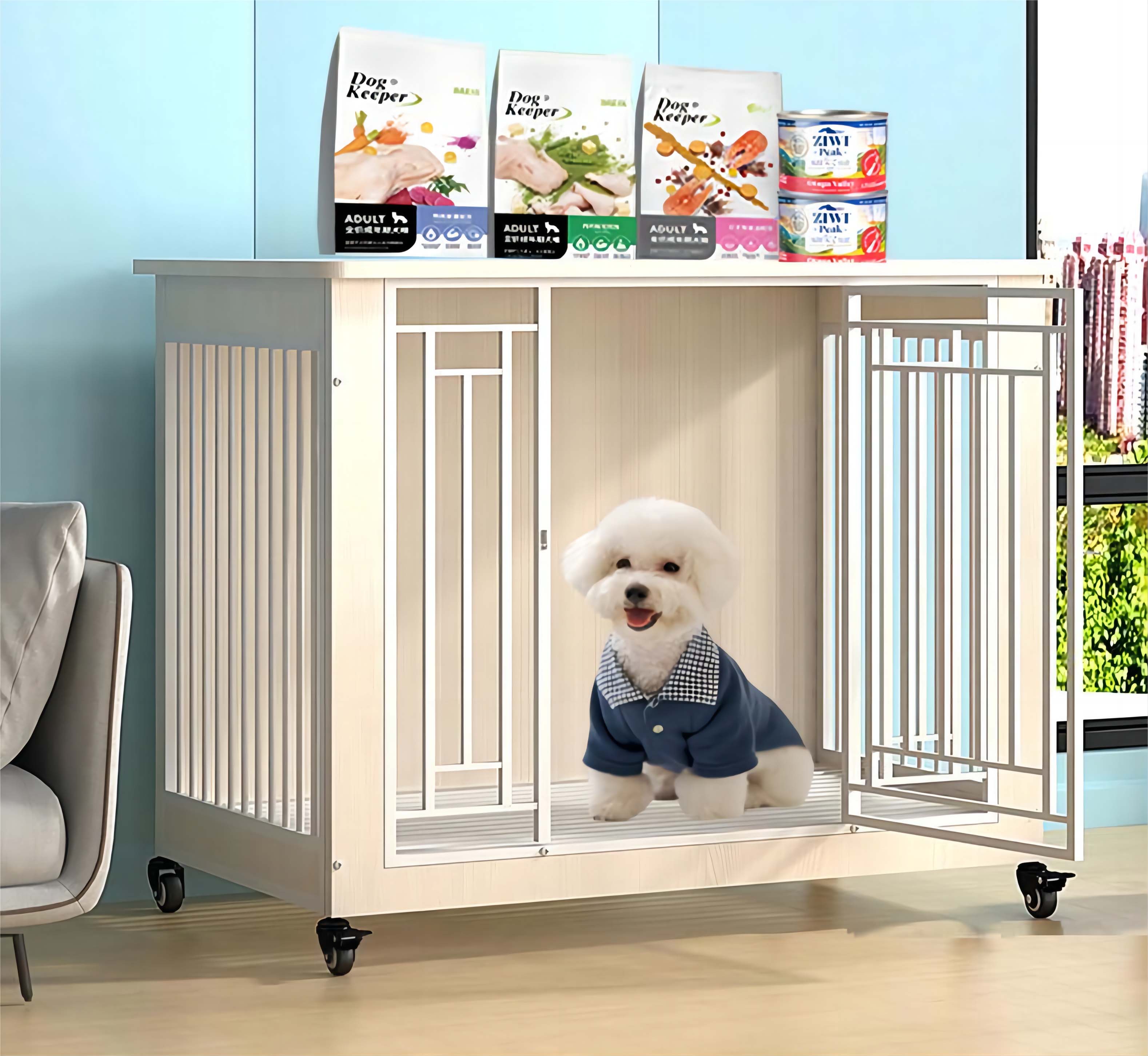 White wooden dog cage medium dog pet furniture L20.86IN*W31.88N*H29.92IN