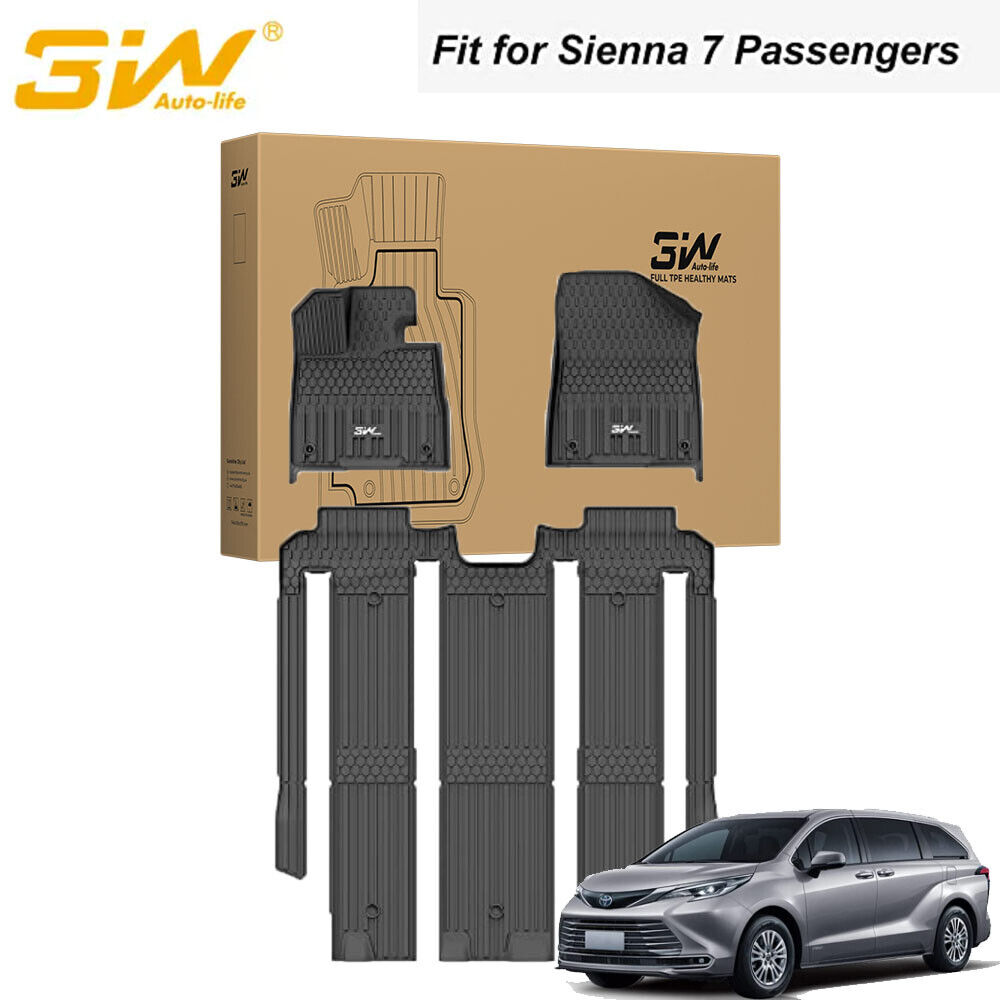 3W Floor Mats for 2021-2024 Toyota Sienna 7 Seat Car Floor Liner fit Sienna 7 seat TPE All weather
