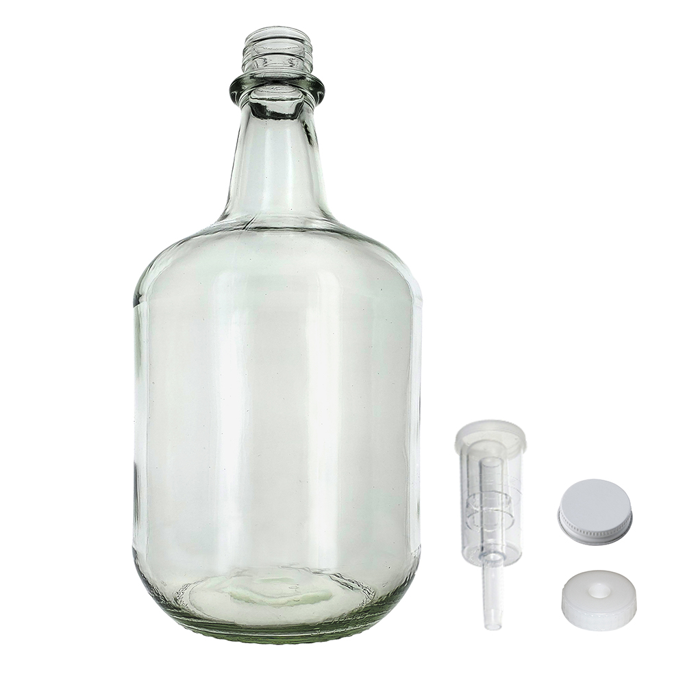 3L Jug Flint - White Cap with Hole, Econo Three-Piece Airlock, and White Metal Cap