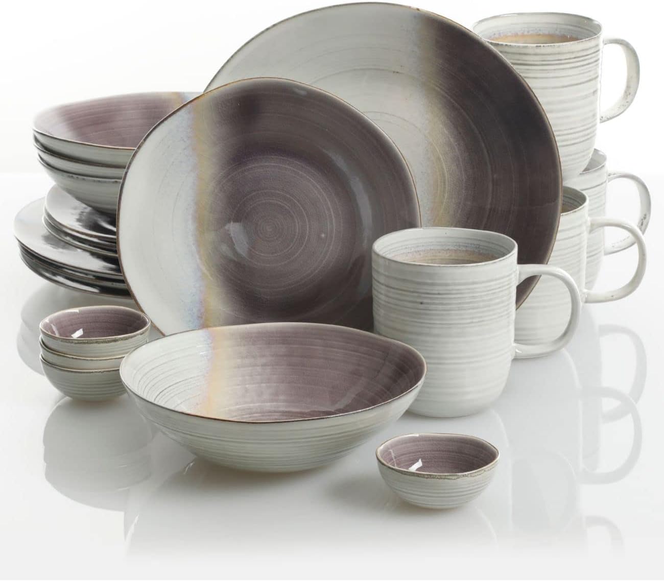 Laurie Gates Aubergine Blush 20-Piece Dinnerware Set