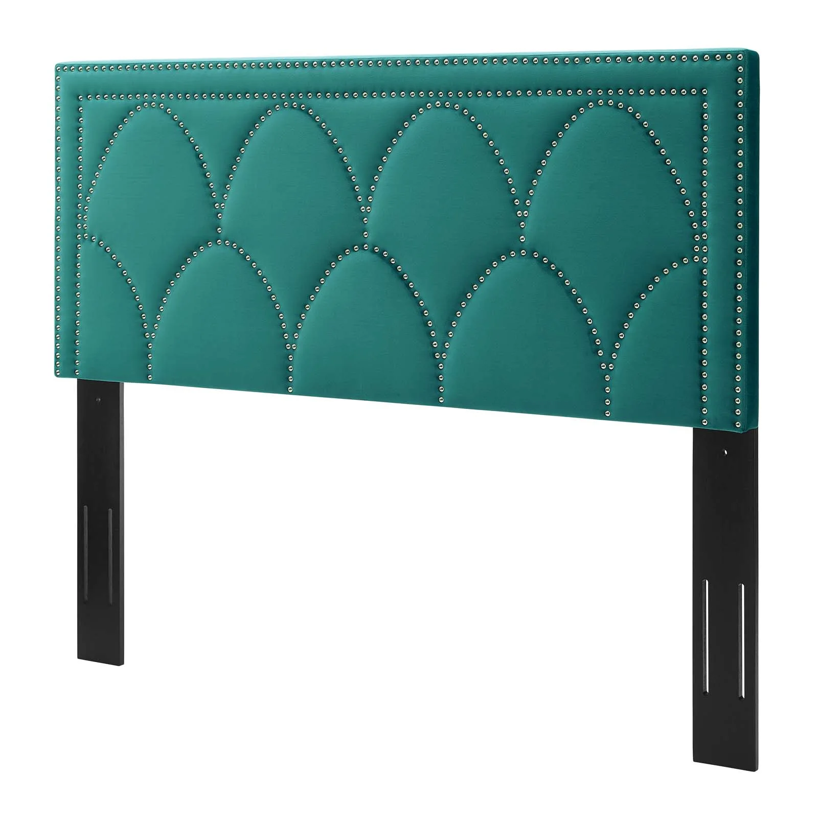 Headboard, Nailhead, Twin Size, Teal Blue, Velvet, Modern Contemporary, Bedroom Master Guest Suite Room