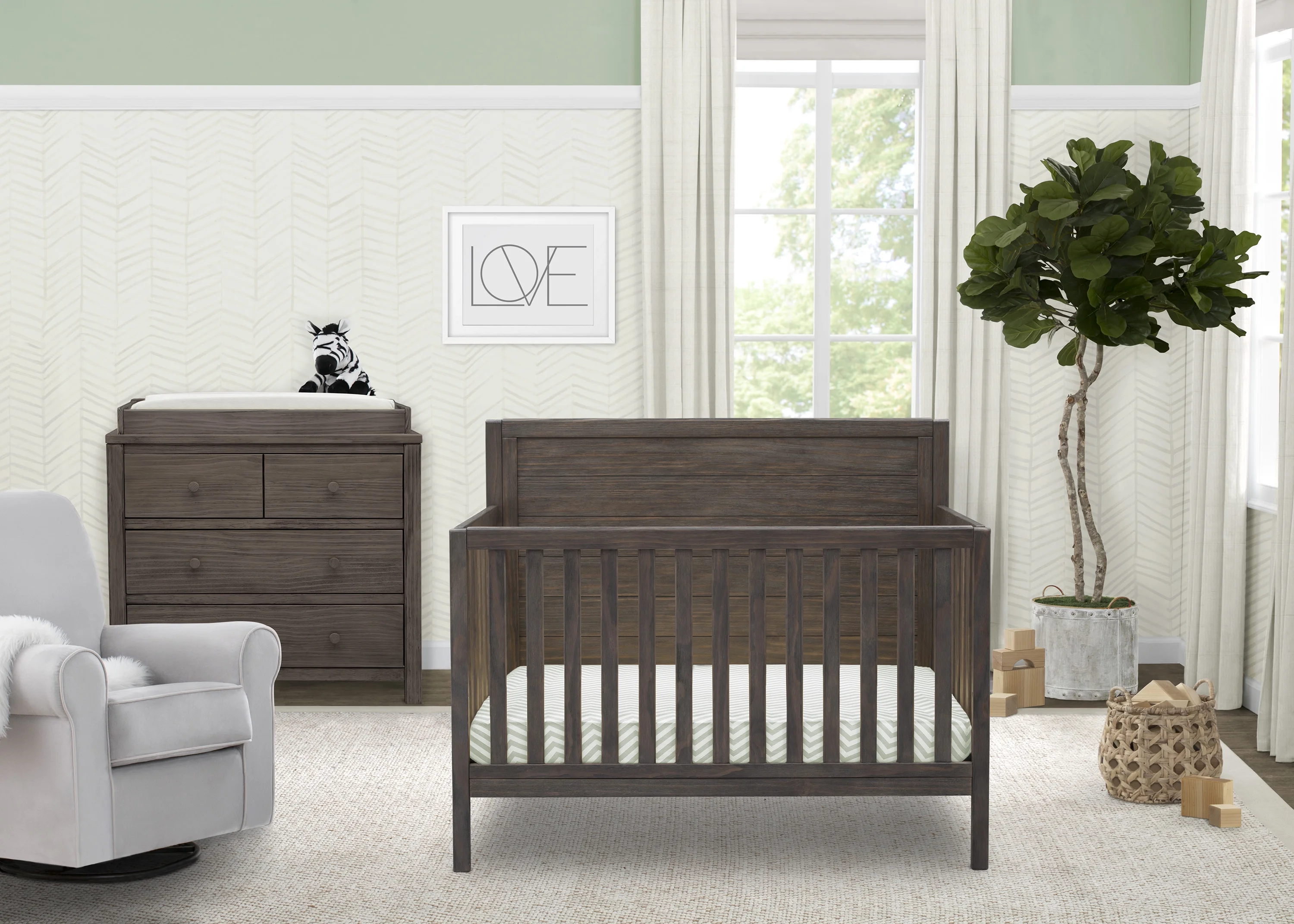 Delta Children Cambridge Mix and Match 4-in-1 Convertible Baby Crib,, Rustic Grey