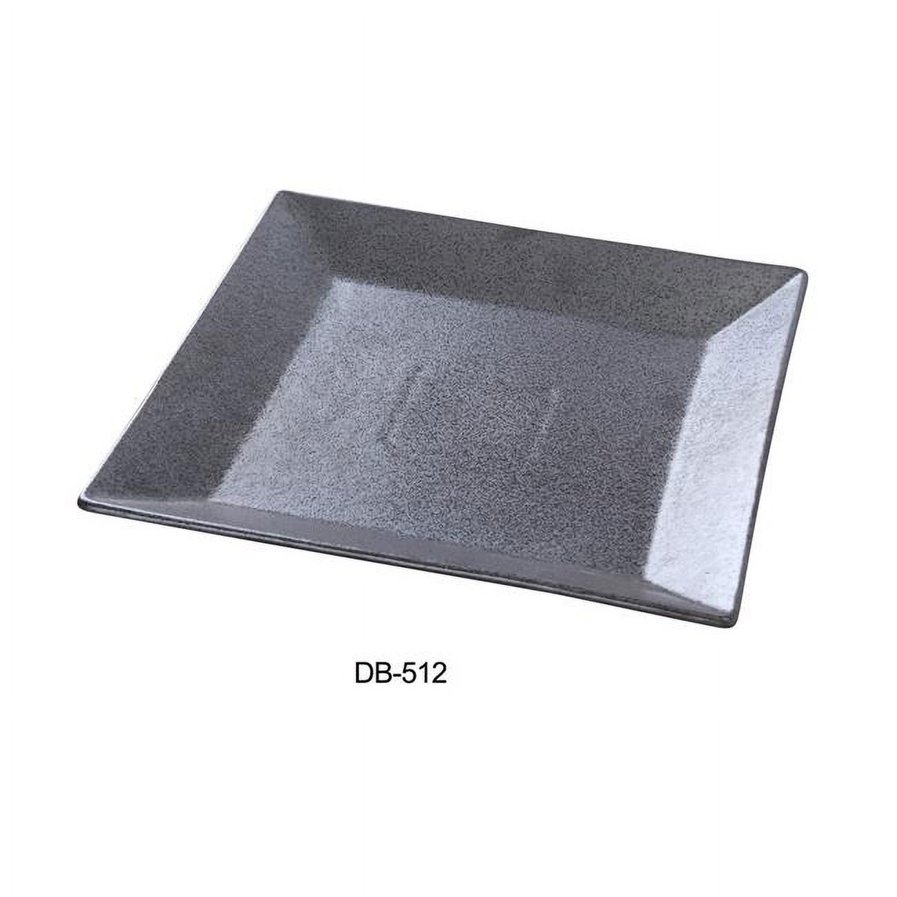 Yanco DB-512 12 in. Diamond Black Collection Square Plate, Matte Glaze - Pack of 12