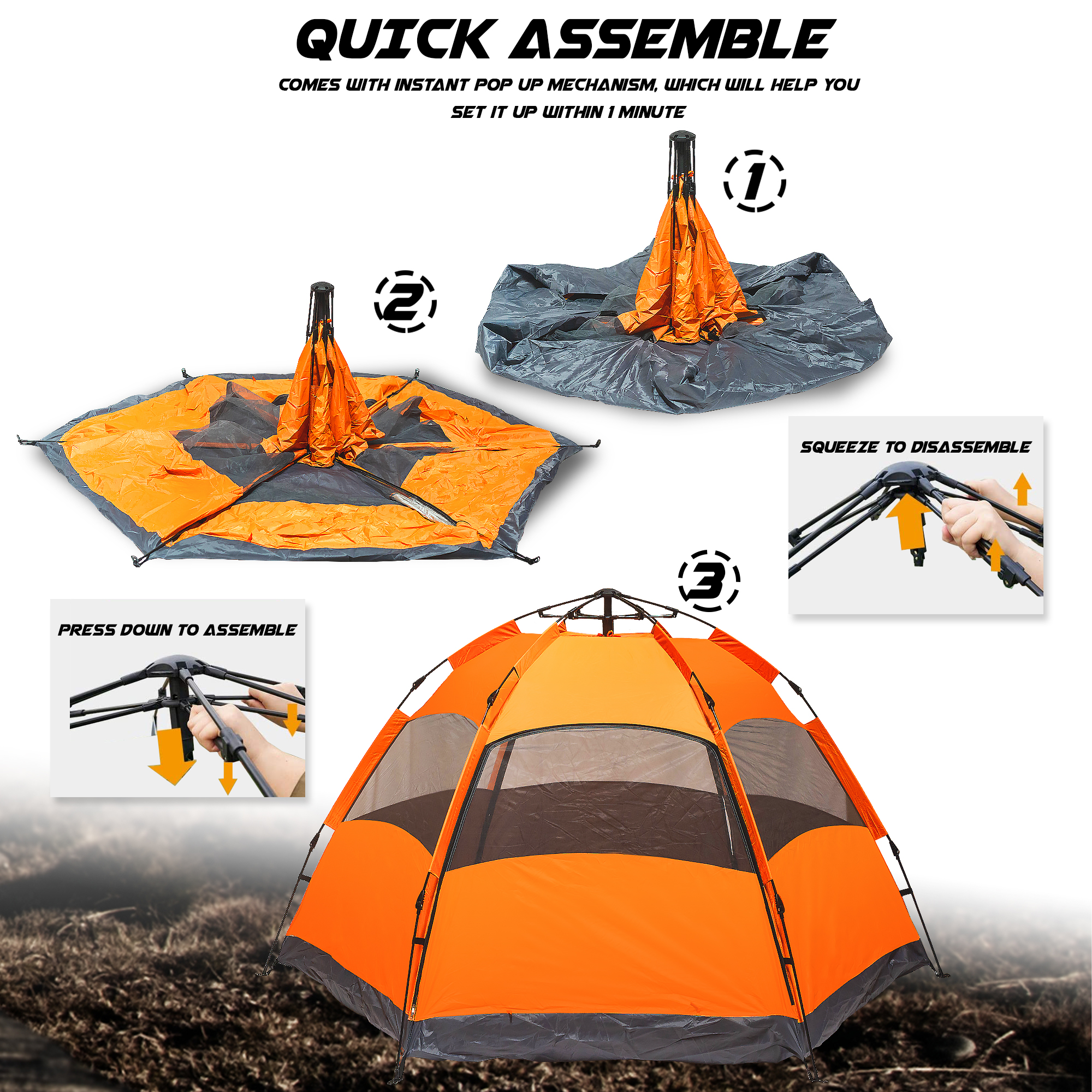 Cynetus 2-3 Person Camping Tent Lightweight Waterproof Automatic Pop Up Beach Tent