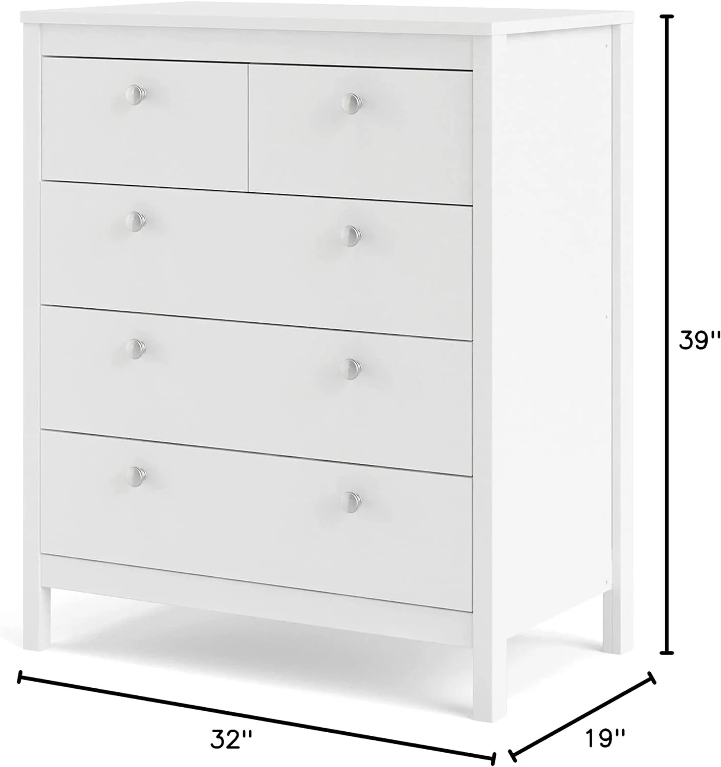 5 Drawer Chest, White