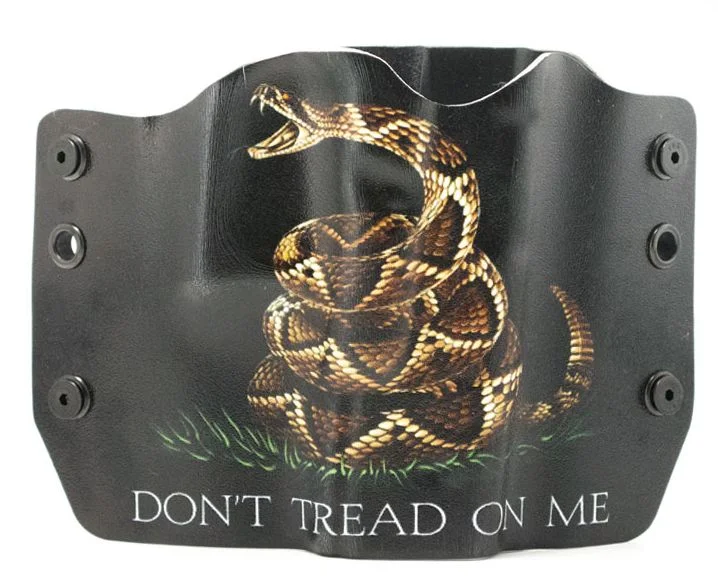 Outlaw Holsters: Don't Tread On Me Black OWB Kydex Gun Holster for Springfield XDS 4.0 w/Crimson Trace Red, Left Handed.