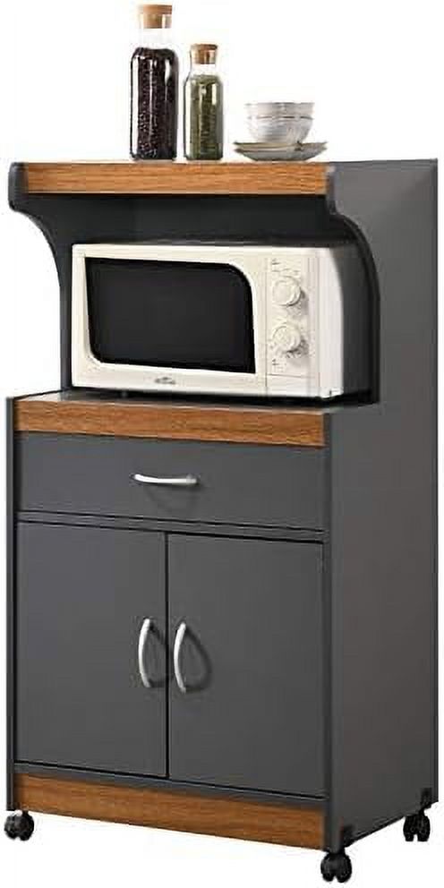 Microwave Kitchen Cart In Gray Oak