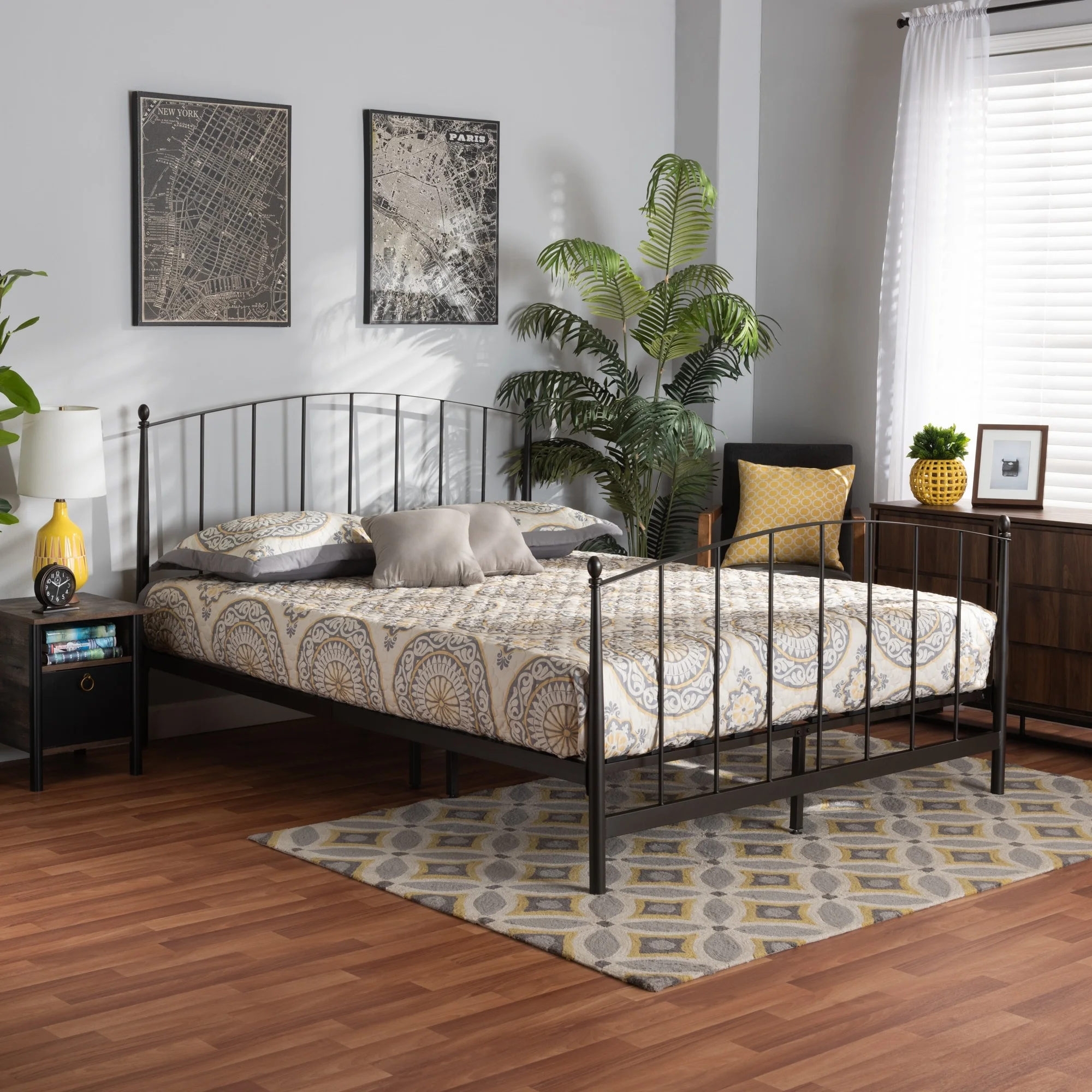 Baxton Studio Lana Modern and Contemporary Black Finished Metal Platform Bed Queen