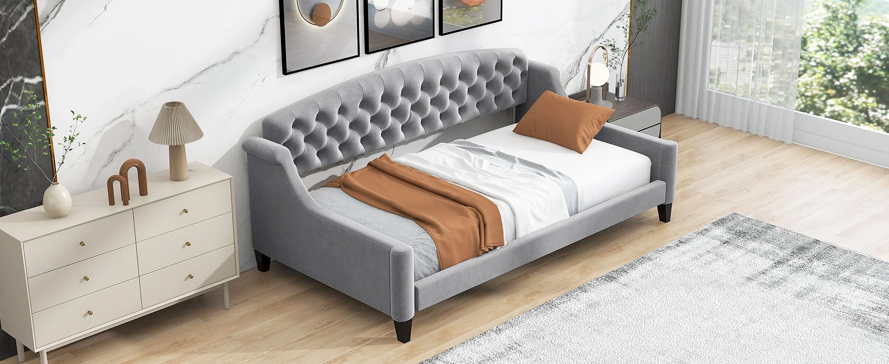 CoSoTower Modern Luxury Tufted Button Daybed,Twin,Gray