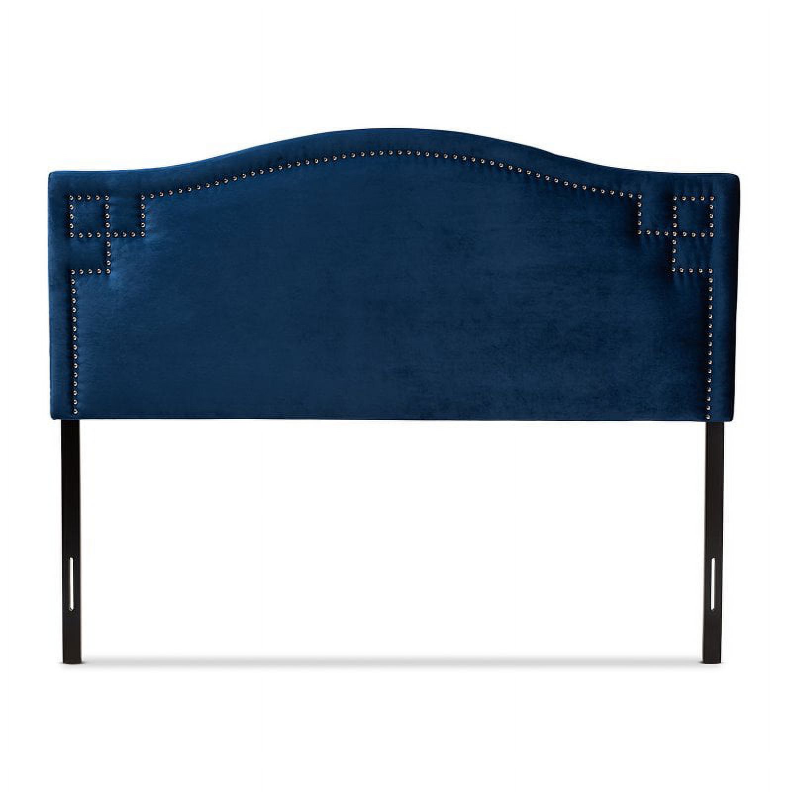 Bowery Hill Modern Velvet and Wood King Headboard in Royal Blue