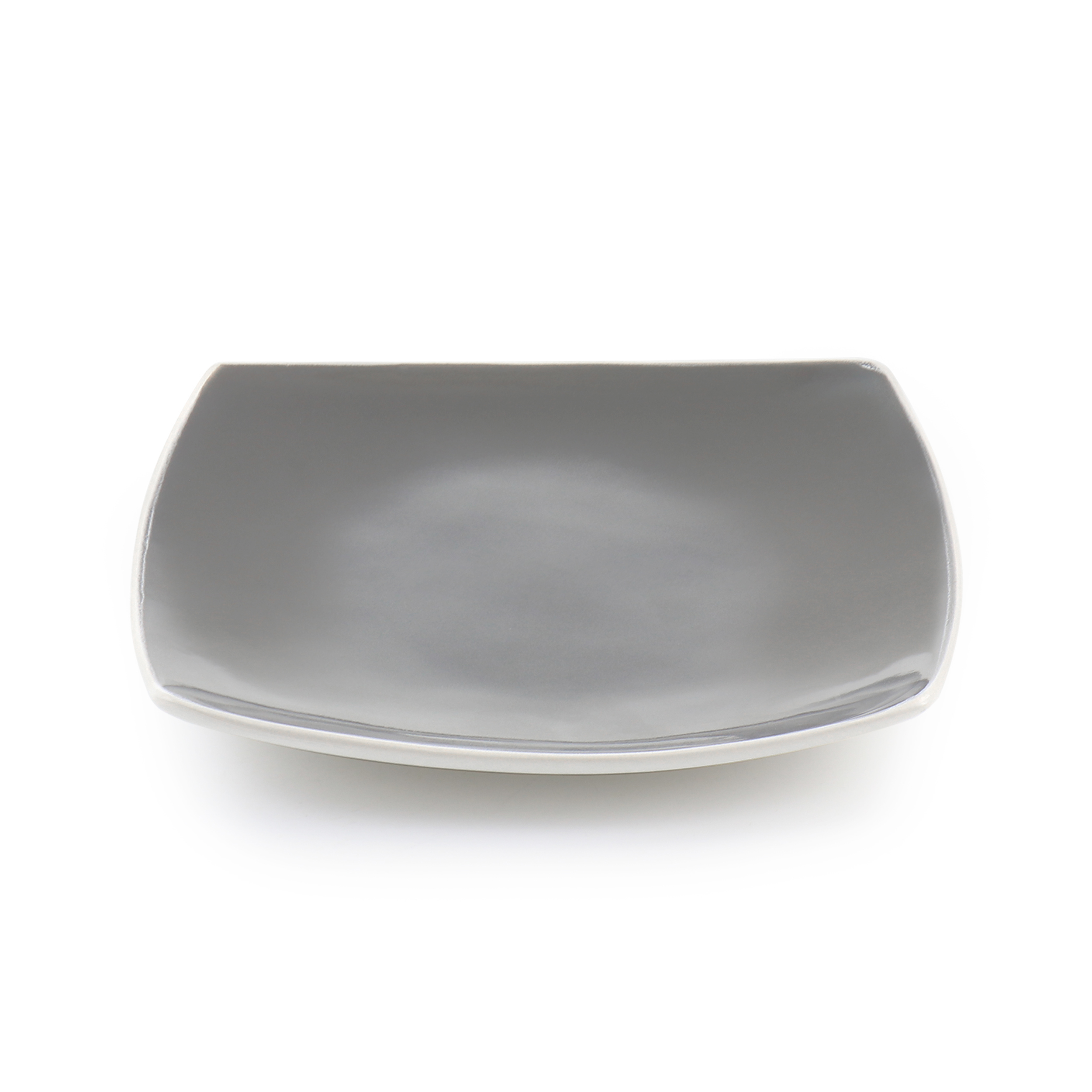 Hometrends Soho Lounge 4 Piece 7.4 Inch Square Stoneware Salad Plate Set in Grey