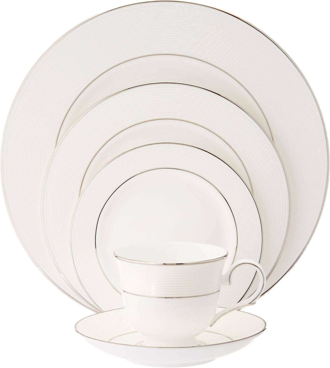 Opal Innocence Stripe 5-Piece Place Setting, 4.40 LB, White