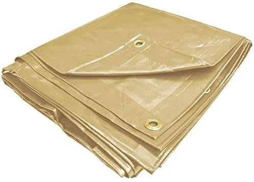 PVC Vinyl Cover Waterproof UV Resistant Heavy Duty Vinyl Tarp 13oz 18 Mil -TAN (9x12)