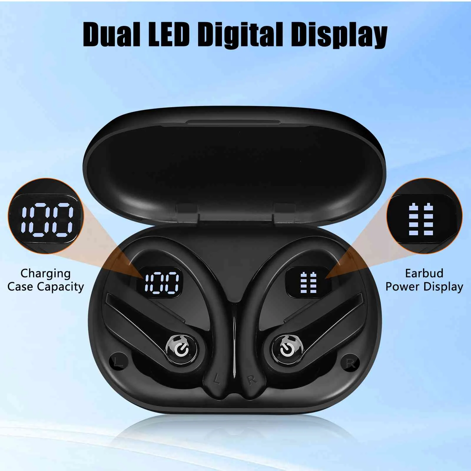 UrbanX Challenger Series Sports Earphones wireless Bluetooth with Built-in Mic, 200H Playtime, Immersive Sound, Quick-Pair, Secure Fit, IPX7 Waterproof, Compatible With Infinix S5 Pro (16+32) - Black