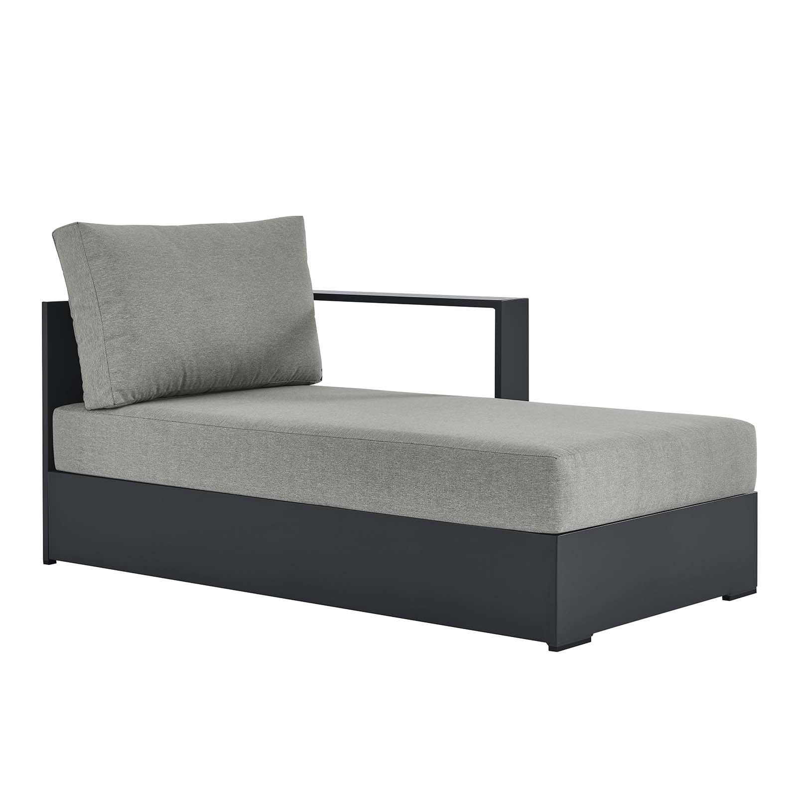 Modway Tahoe Outdoor Patio Powder-Coated Aluminum Modular Right-Facing Chaise Lounge in Gray Gray