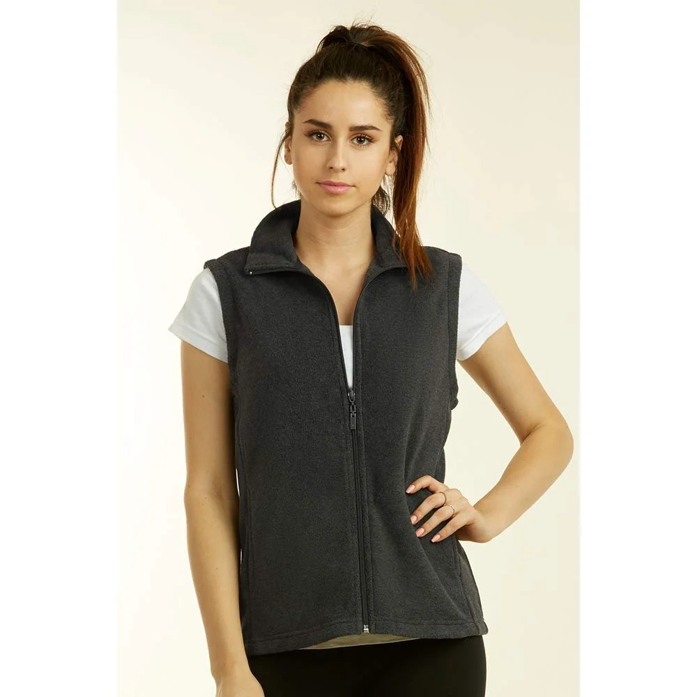 DailyWear Womens Full-Zip Plush Polar Fleece Vest (Charcoal Grey, Medium)