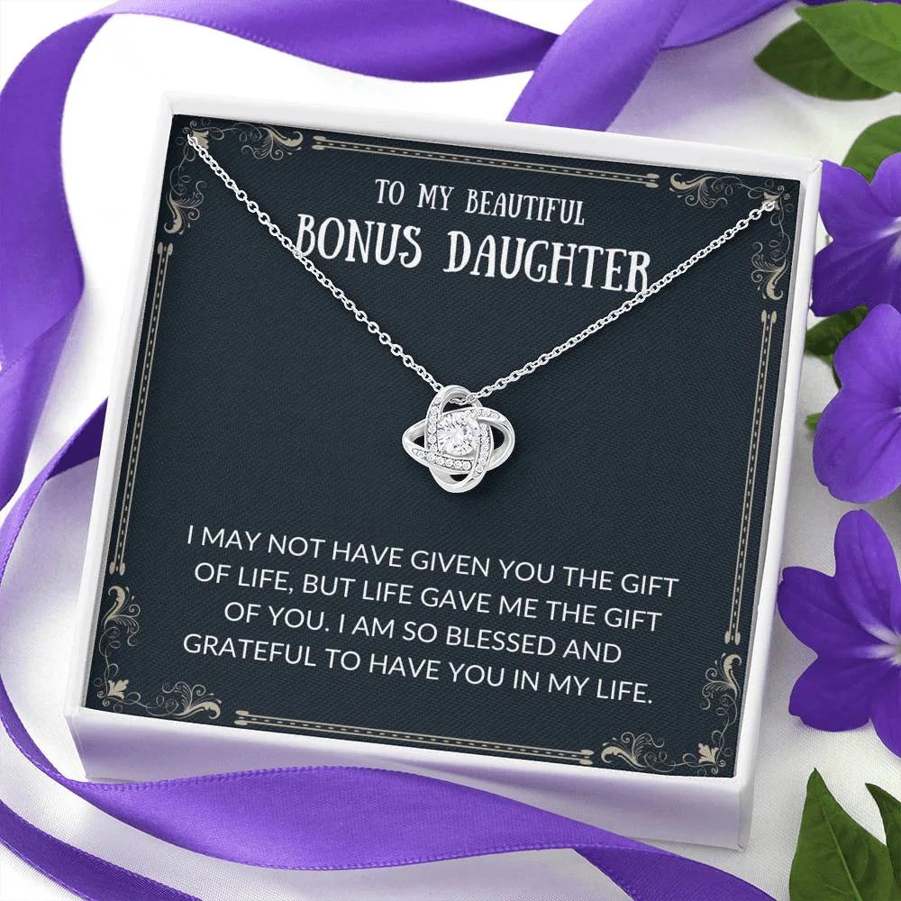 To My Bonus Daughter - Love Knot Necklace, Daughter in Law Gift