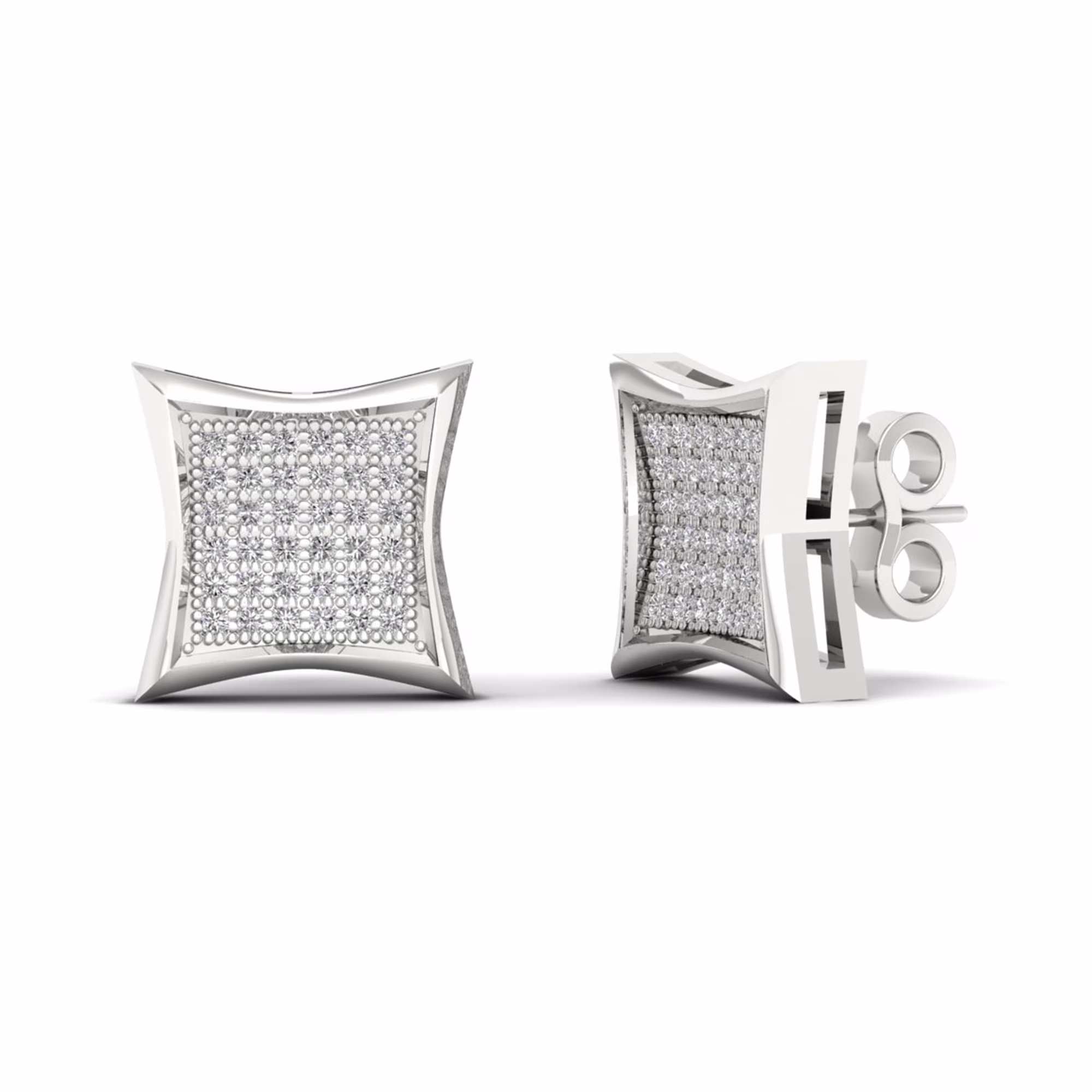 1/4ct TW Diamond 10K White Gold Kite Shape Cluster Stud Earrings