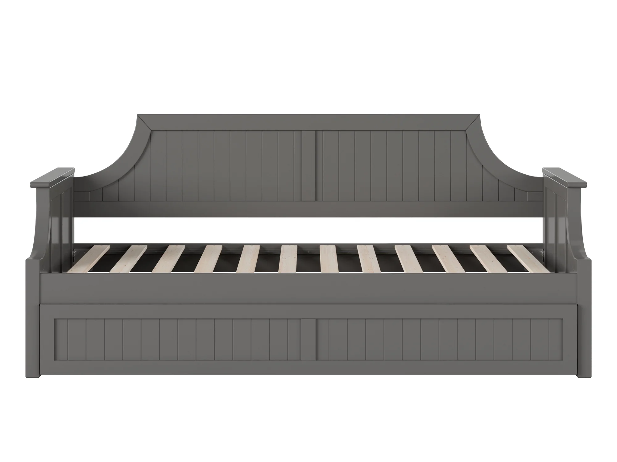 AFI Twin Daybed with Twin Trundle Roll Out Guest Bed in Solid Wood Cambridge Design, Grey