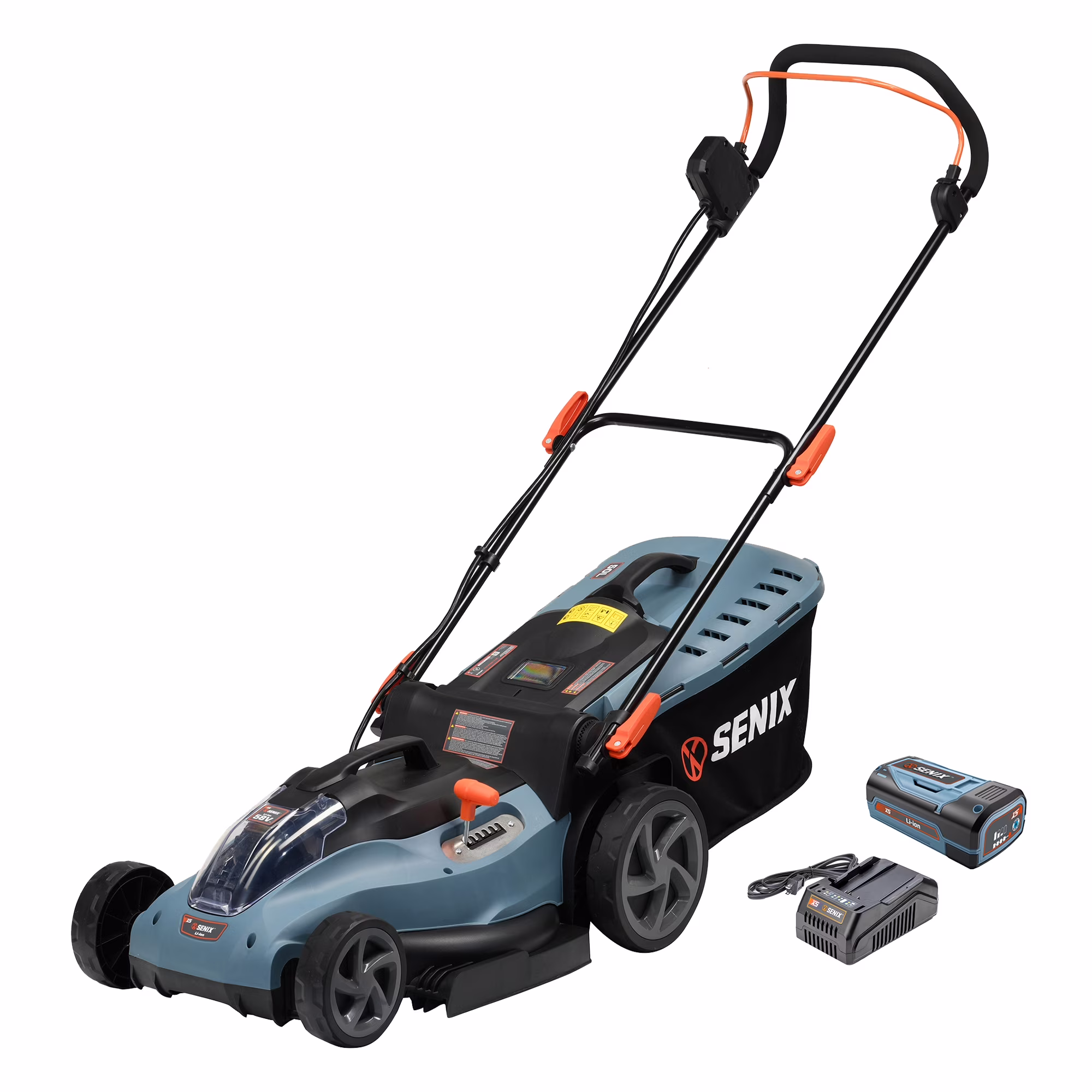 SENIX 58V Max* 15-inch Cordless Brushless Lawn Mower, 2.5 Ah Lithium-Ion Battery and Charger Included, LPPX5-L