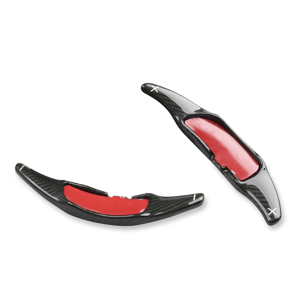 NS Car Carbon Fiber Steering Wheel Shift Paddle Extended Shifter Trim Cover Kit Set For Benz AMG A45 C63 E63 S65 CLA45 CLS63 2014-2018, Black