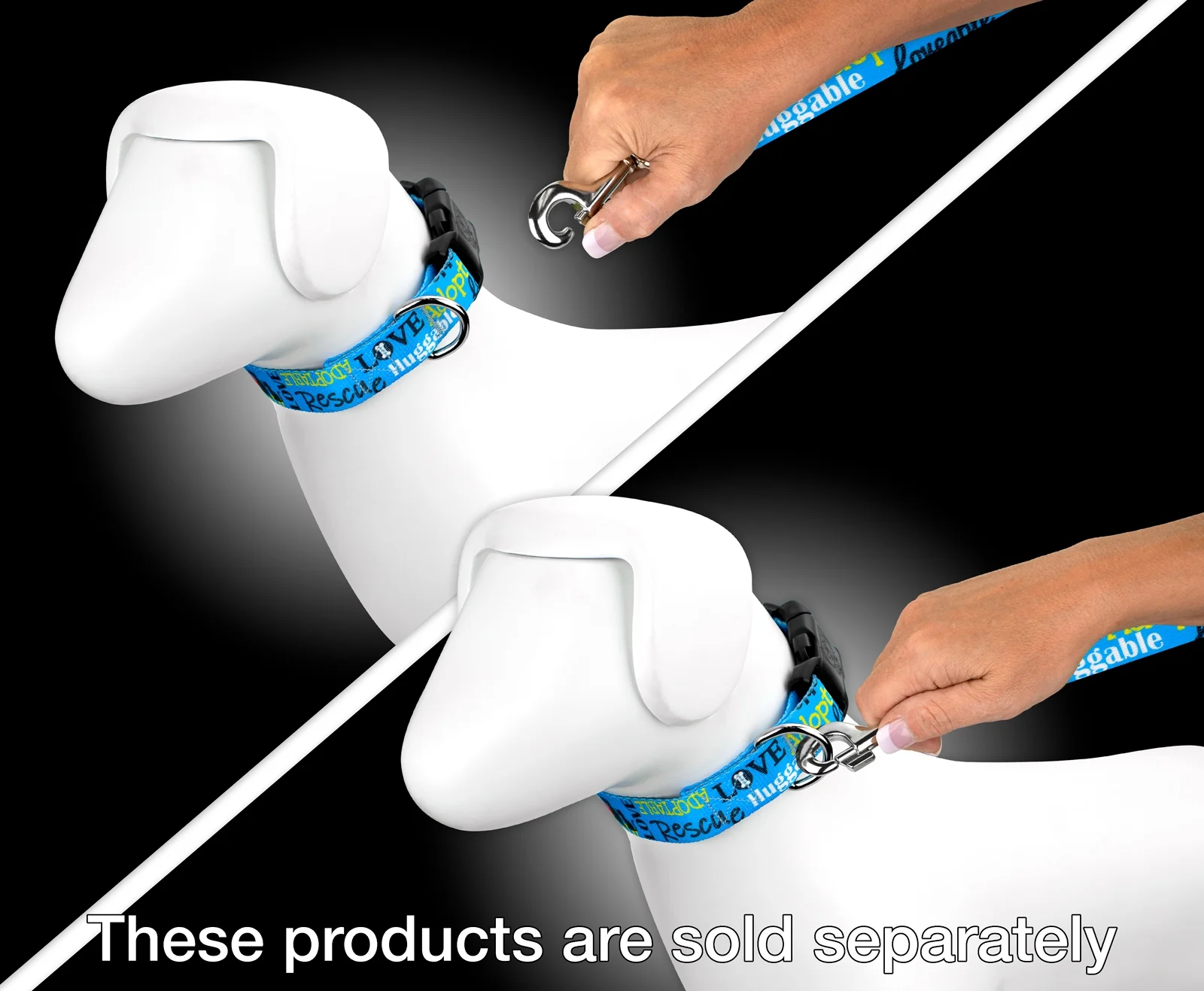 Country Brook Petz® 1 inch Blue Loveable Rescue Dog Leash, 6 Foot