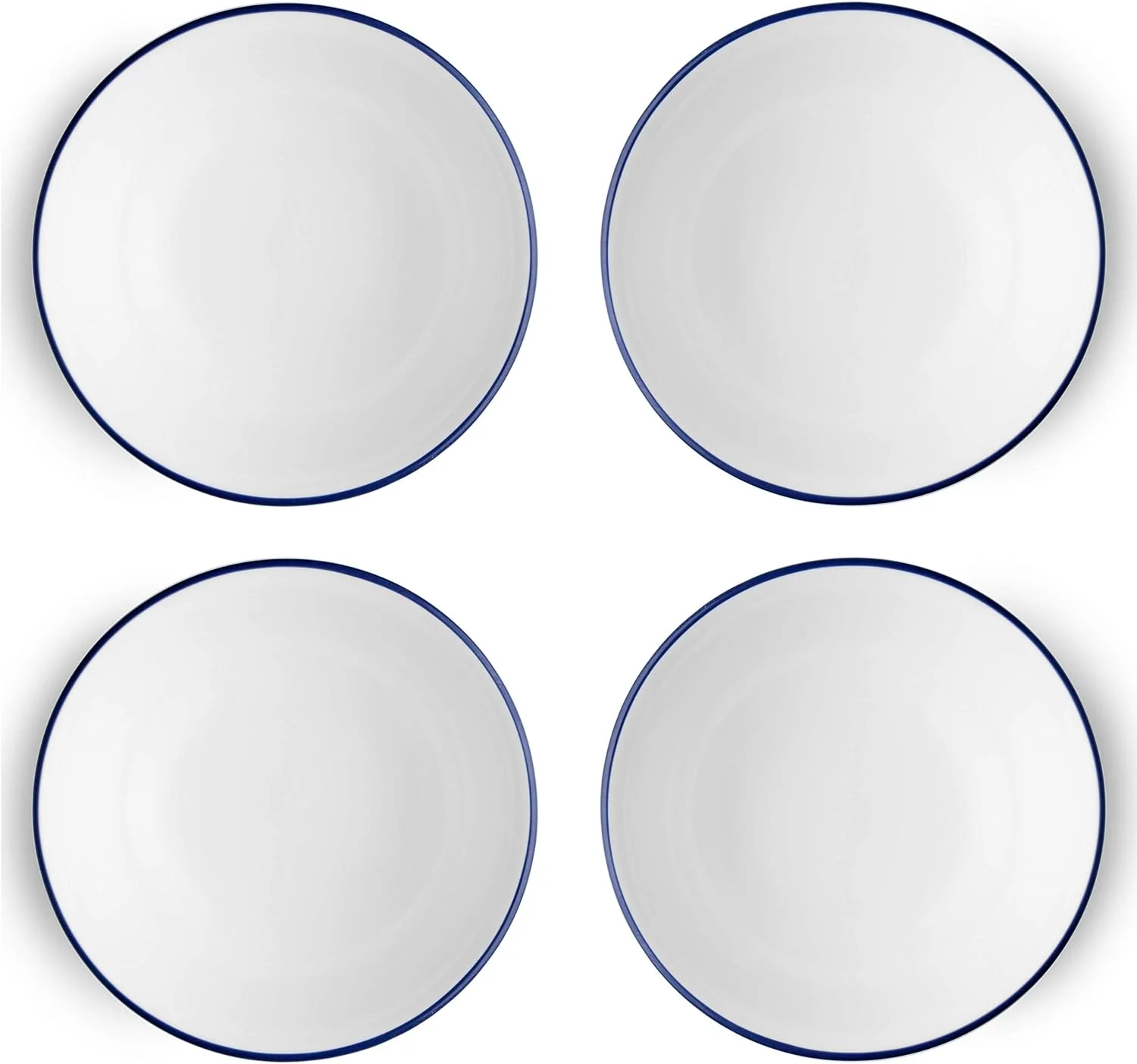 Livingware Lia 18 Ounce Soup/Cereal Bowl - White With Cobalt Blue (Set Of 4)