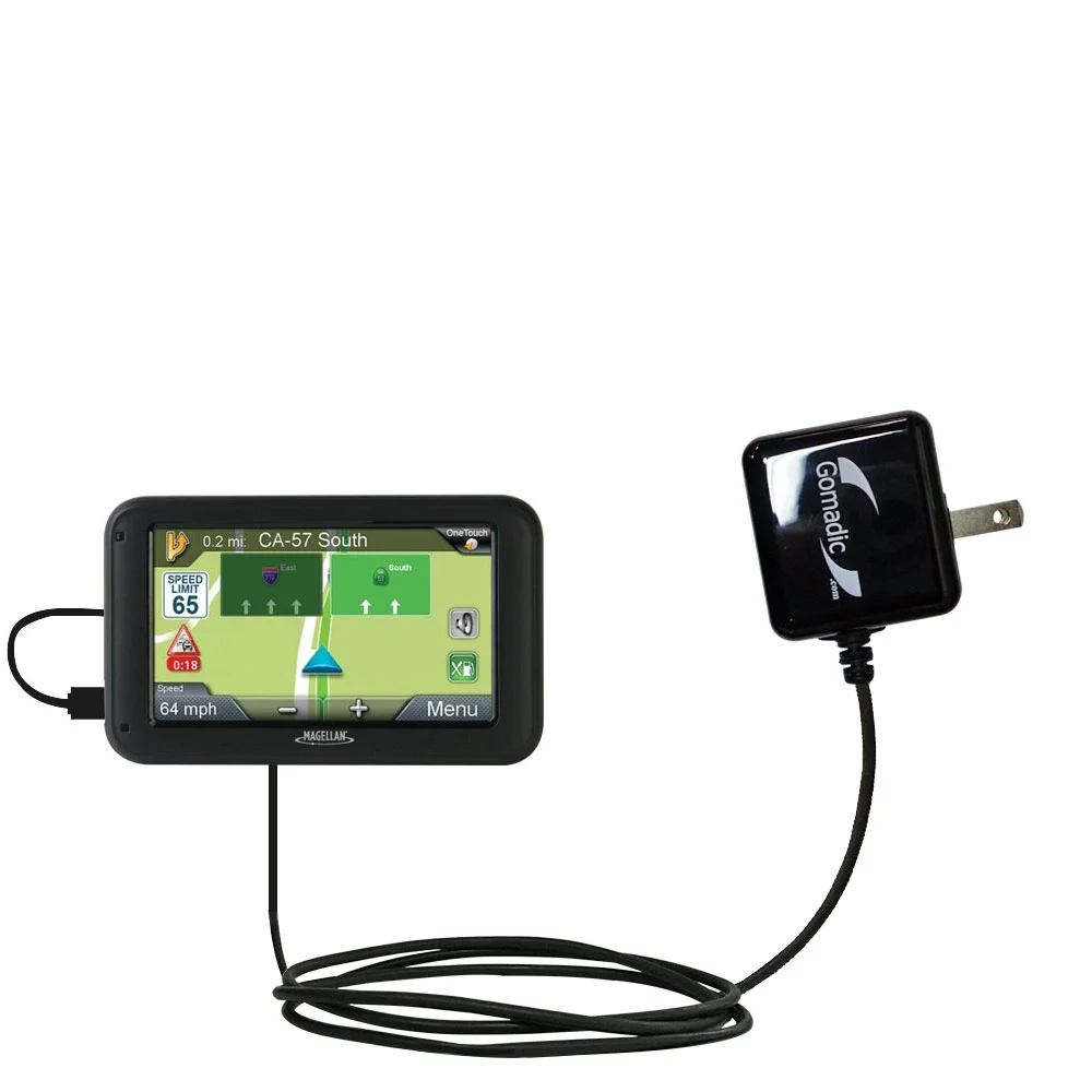 Gomadic Intelligent Compact AC Home Wall Charger suitable for the Magellan Roadmate 5630T-LM / 5635T-LM - High output power with a convenient, foldabl