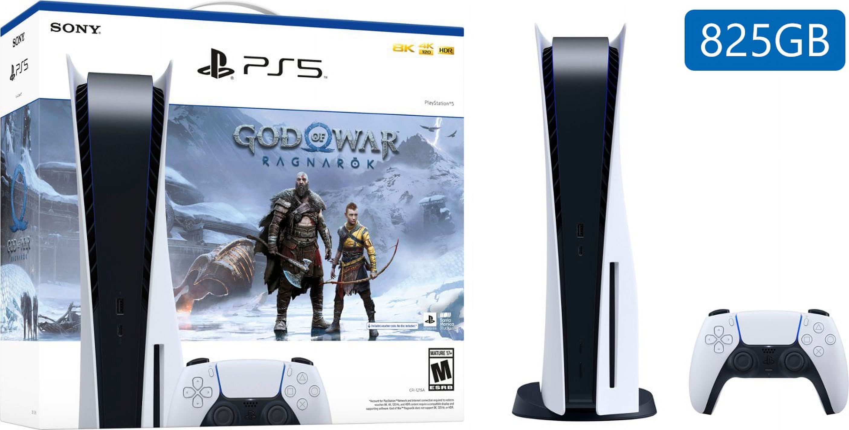 PlayStation_PS5 Video Game Console (Disc Edition) - God of War Ragnarök Bundle - 825GB PCIe Gen 4 NVNe SSD Gaming Console