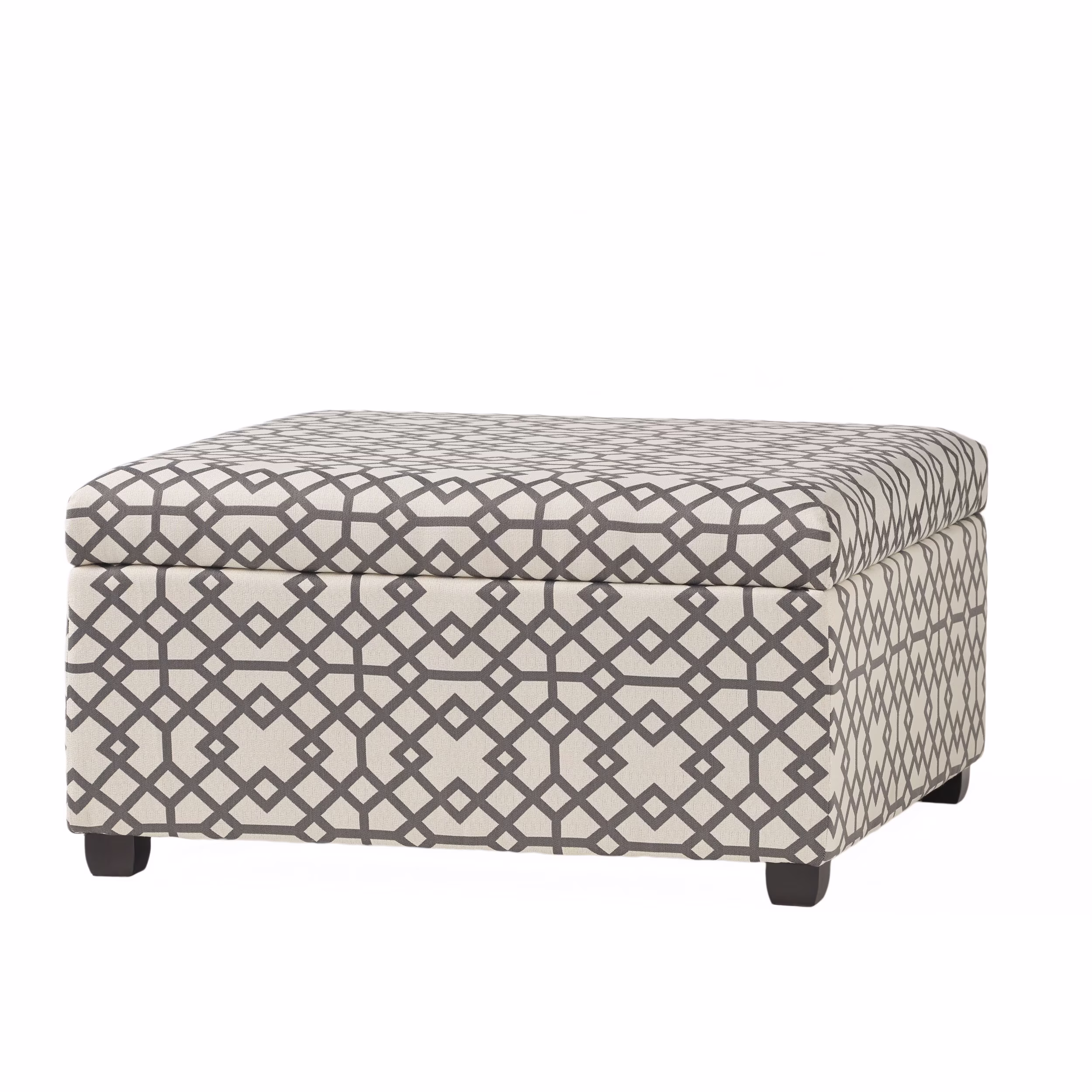 Noble House Bessley Square Lift Top Ottoman, Grey Geometric