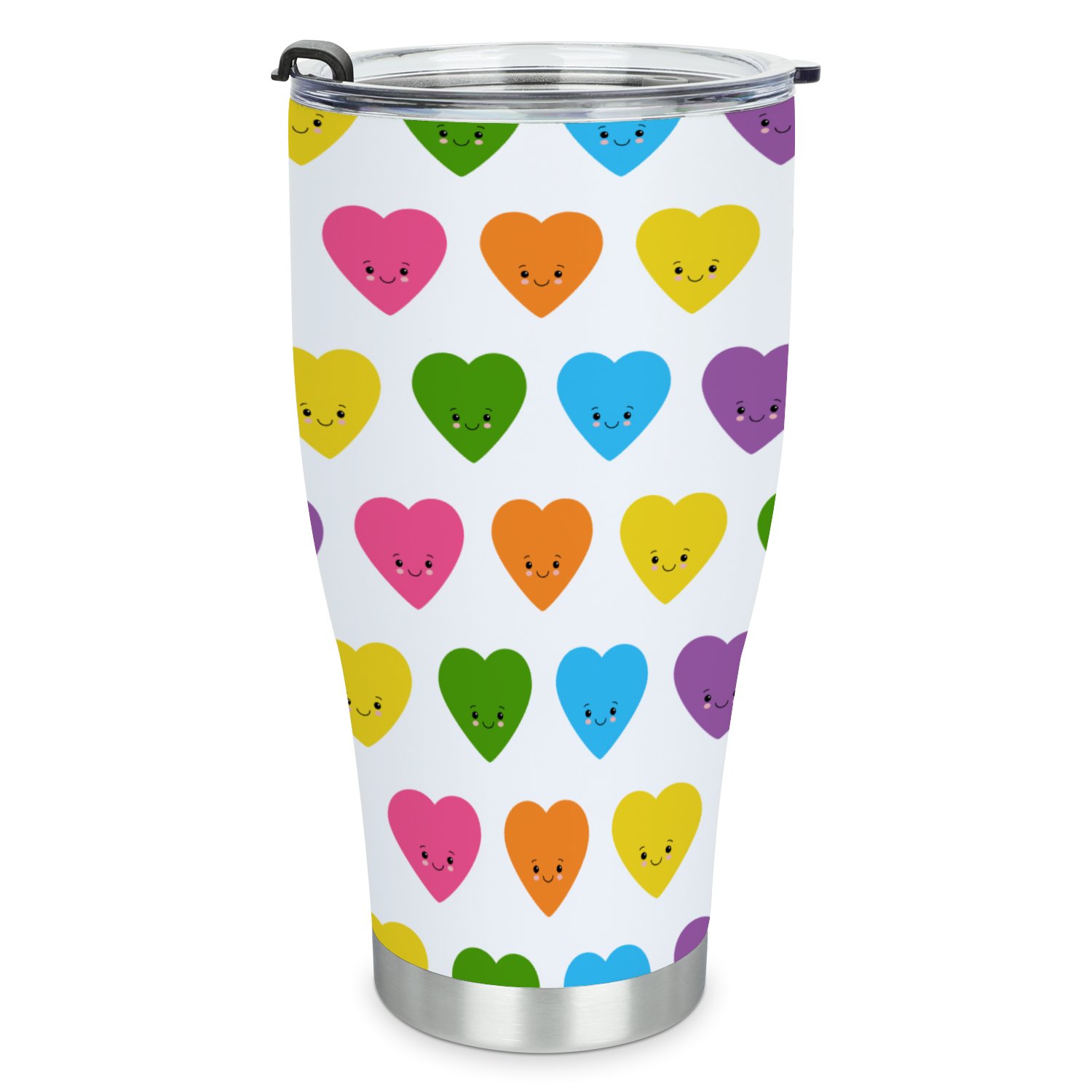 Hidove Stainless Steel Tumbler, Funny Happy Cute Seamless Love Heart 30oz Leak Proof & Stainless Steel Bottle for Hot & Cold Drinks - Coffee Travel Mug, Water Metal Canteen, Thermal Cup