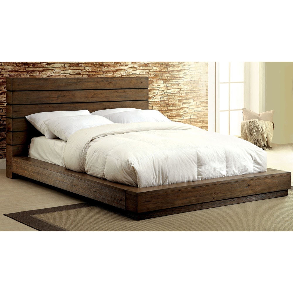 Carbon Loft  Hubert Rustic Natural Wood Low Profile Bed Eastern King