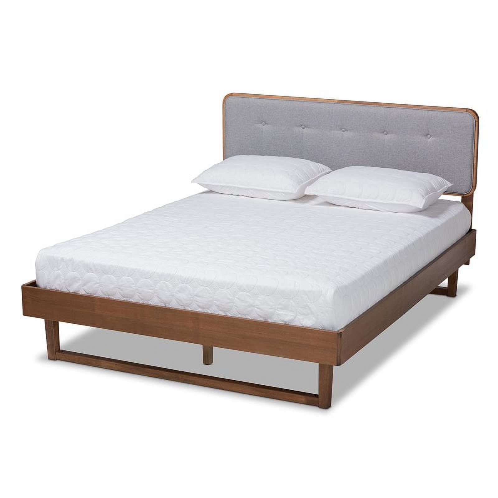 Bowery Hill Gray Upholstered Wood Queen Size Platform Bed
