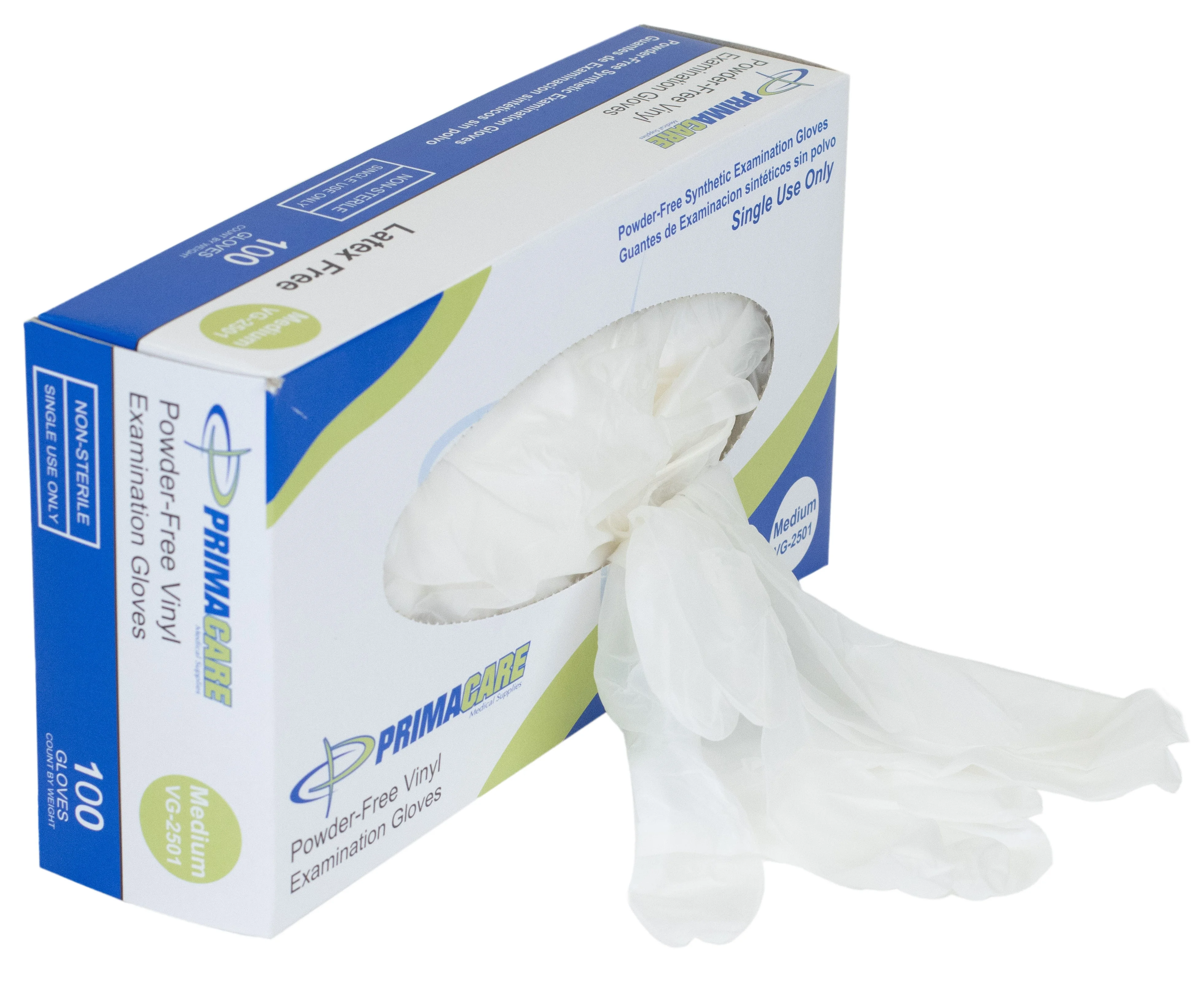Primacare VG-2505WM Case Of 1000 Pieces Medical Vinyl Examination Gloves Disposable, Latex and Powder Free, 5 Packs Medium and 5 Packs Large Gloves
