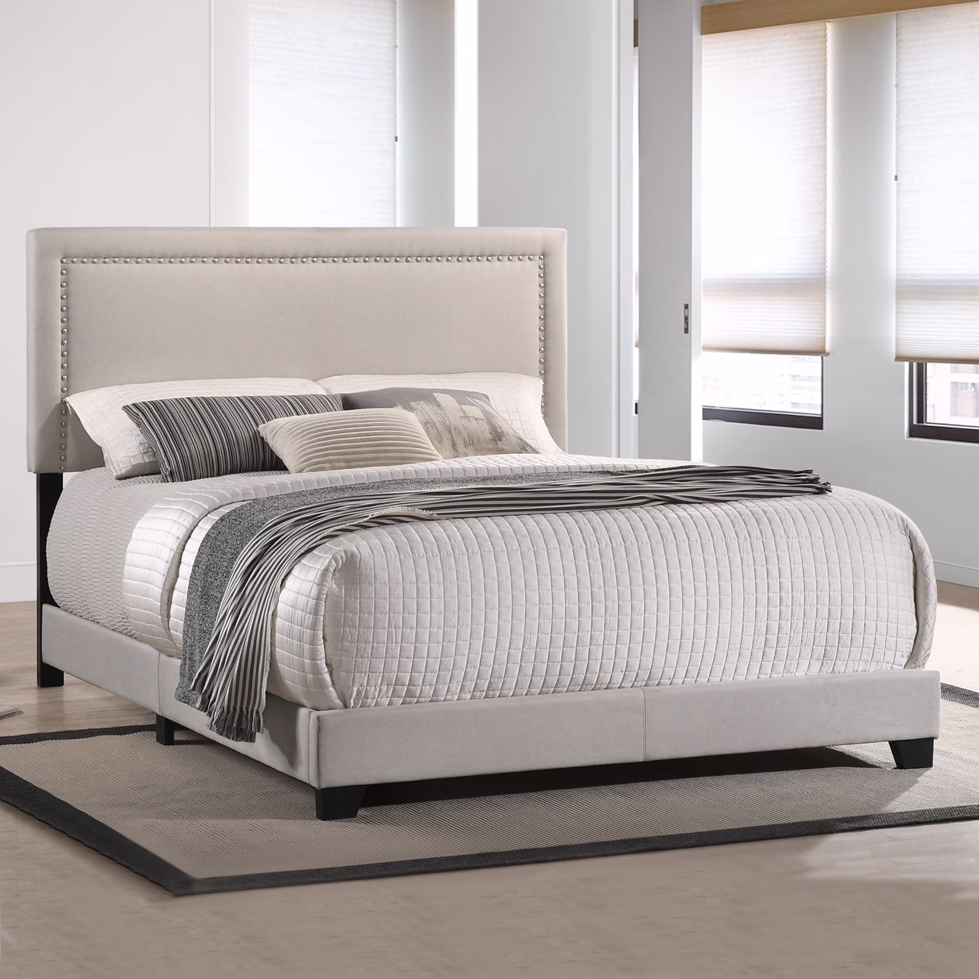 Intercon Furniture Zion Modern Fabric Queen Upholstered Bed in Zion Fog Beige