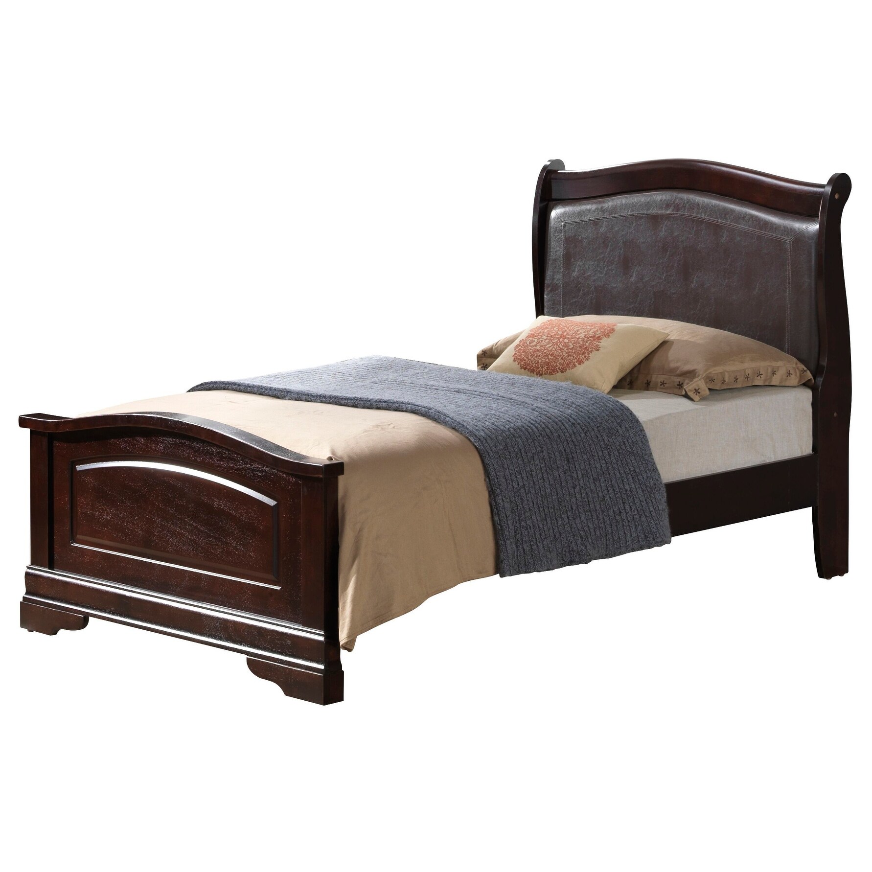 Glory Furniture Louis Phillipe Twin Panel Bed in Cherry